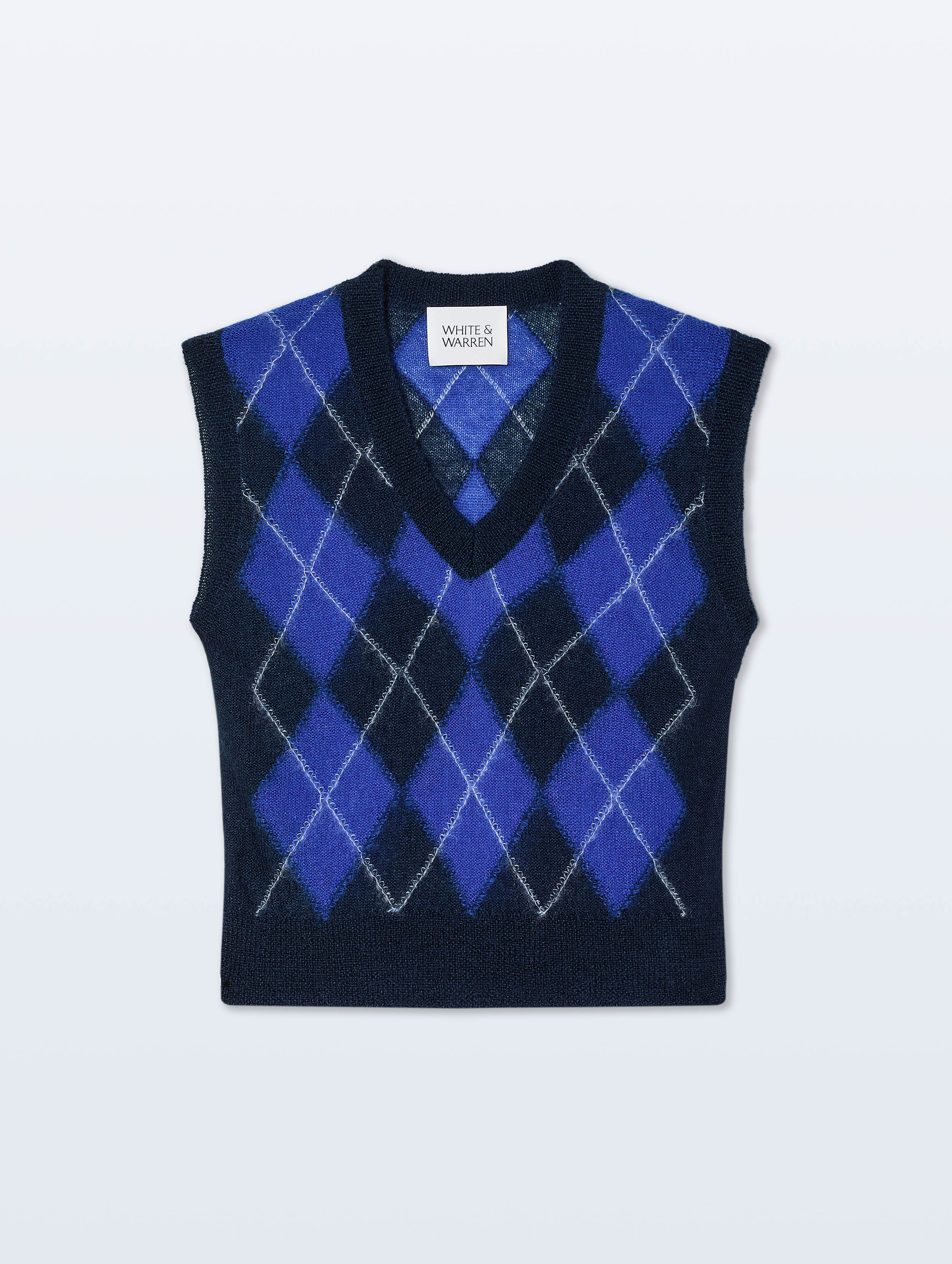 Mohair Luxe Argyle Vest | Blue Argyle