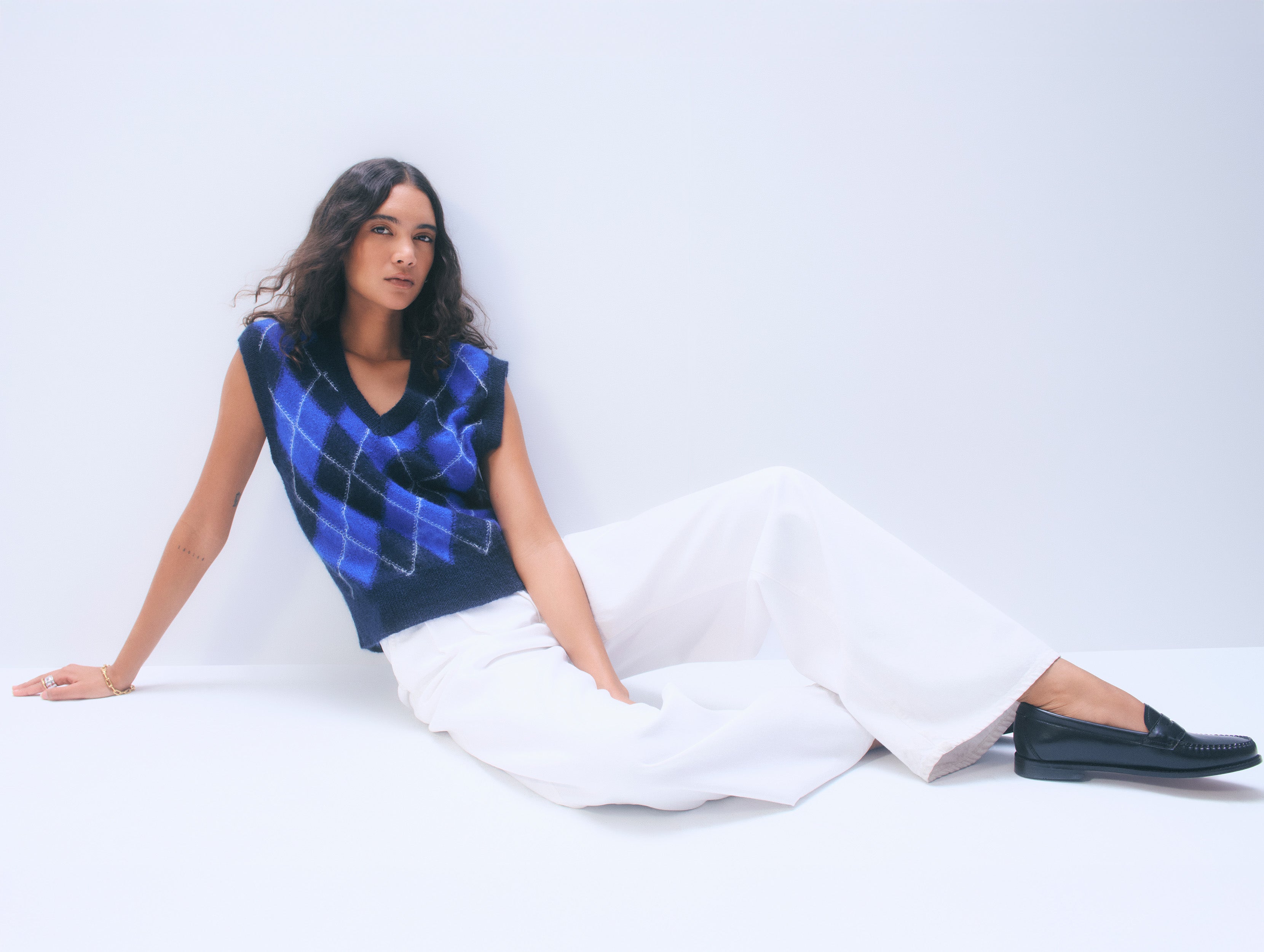 Mohair Luxe Argyle Vest | Blue Argyle