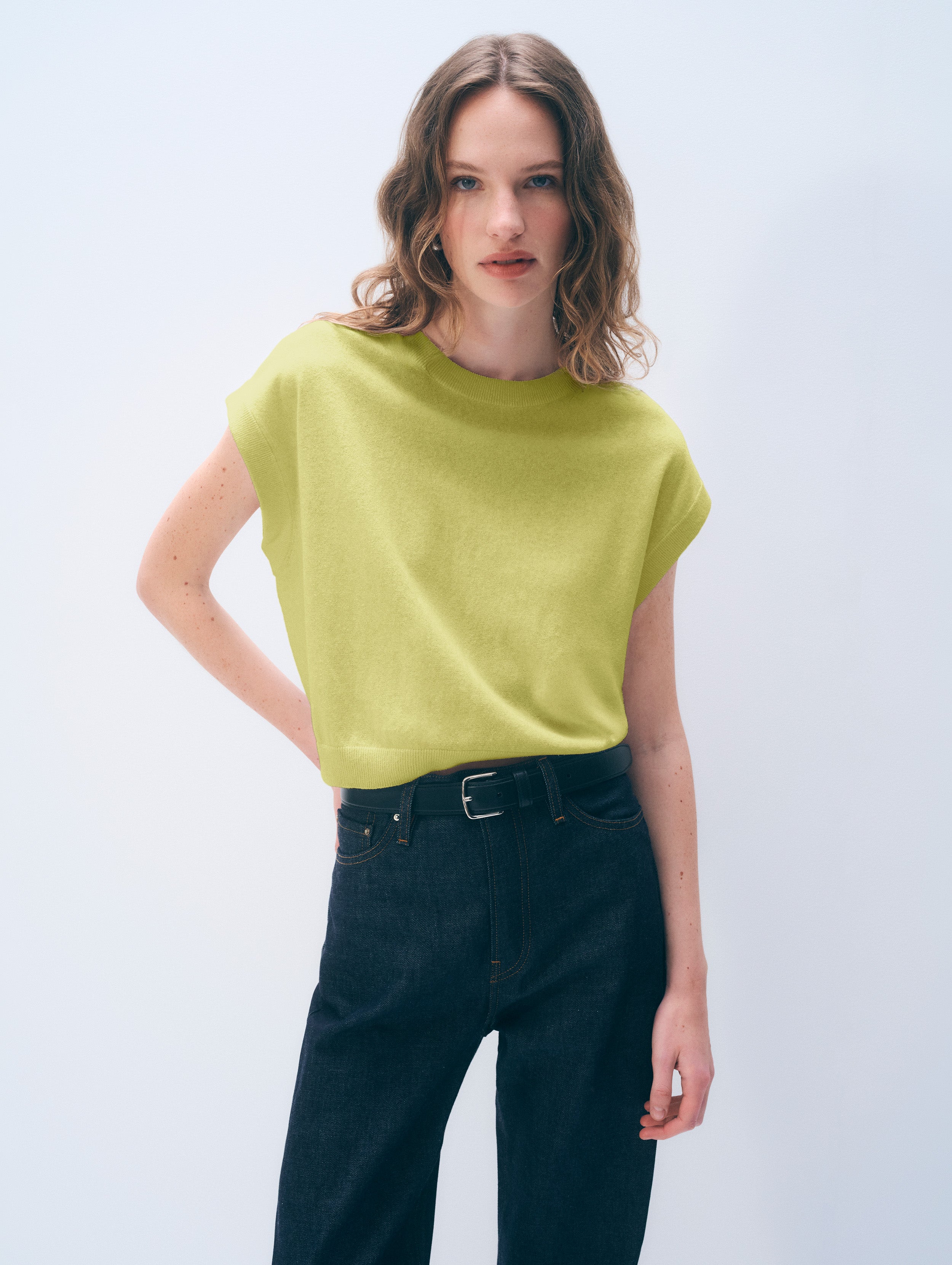 Linen Blend T-Shirt | Linden Green