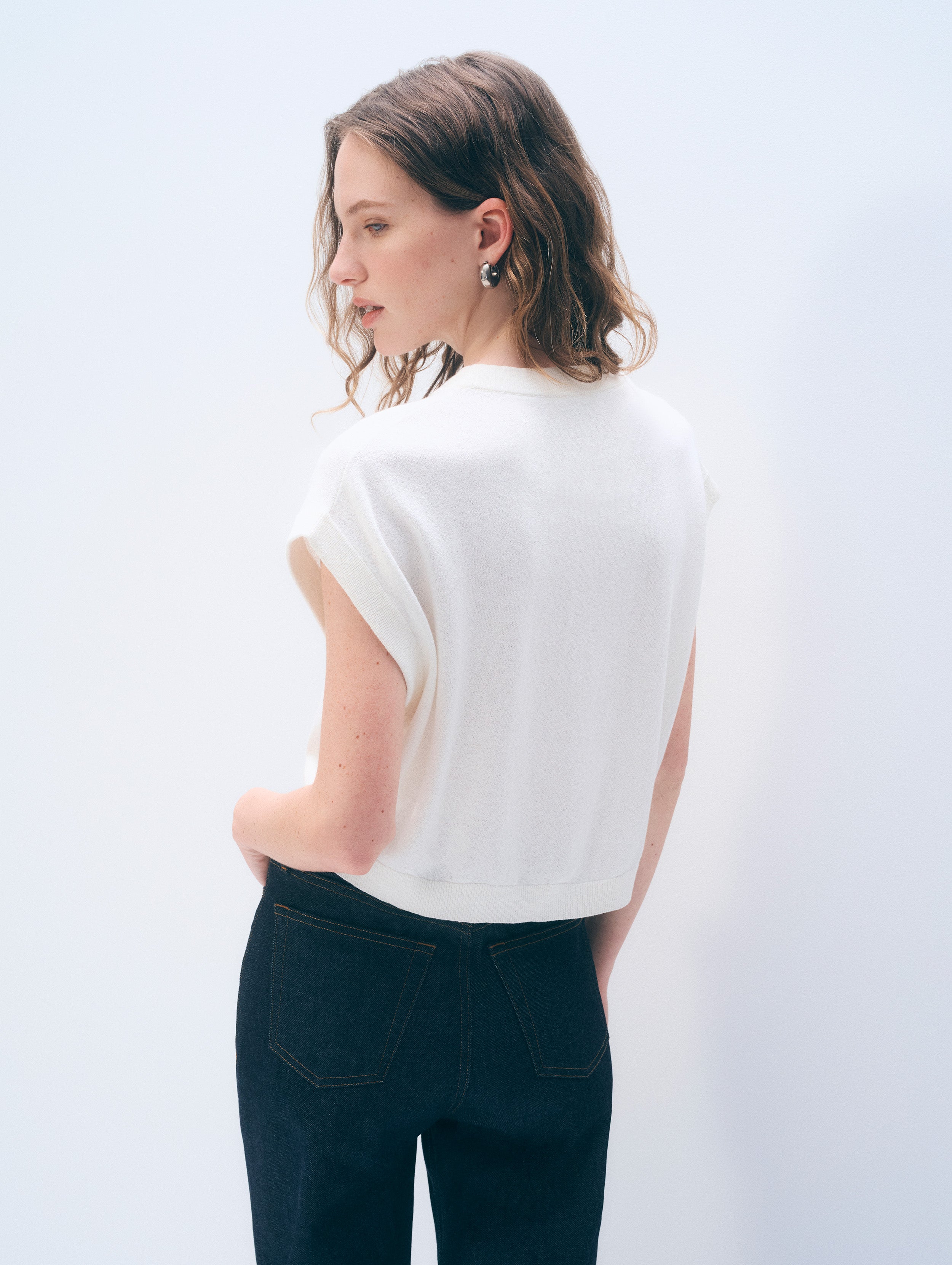 Linen Blend T-Shirt | White