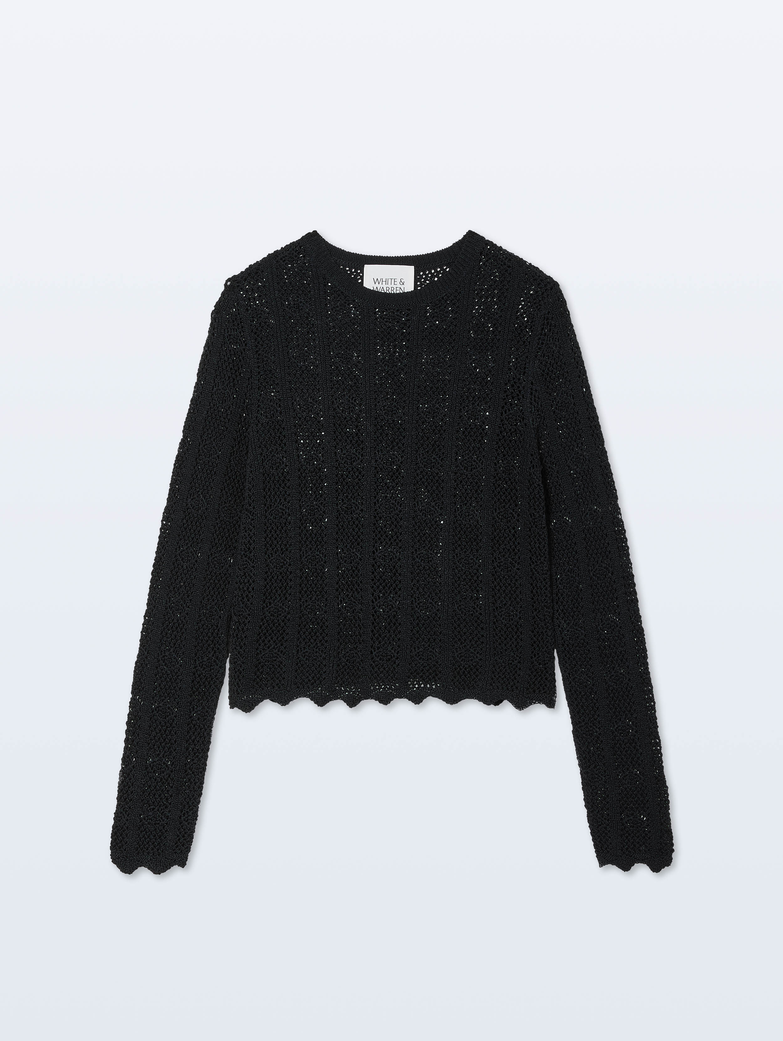 Cotton Pointelle Crewneck | Black