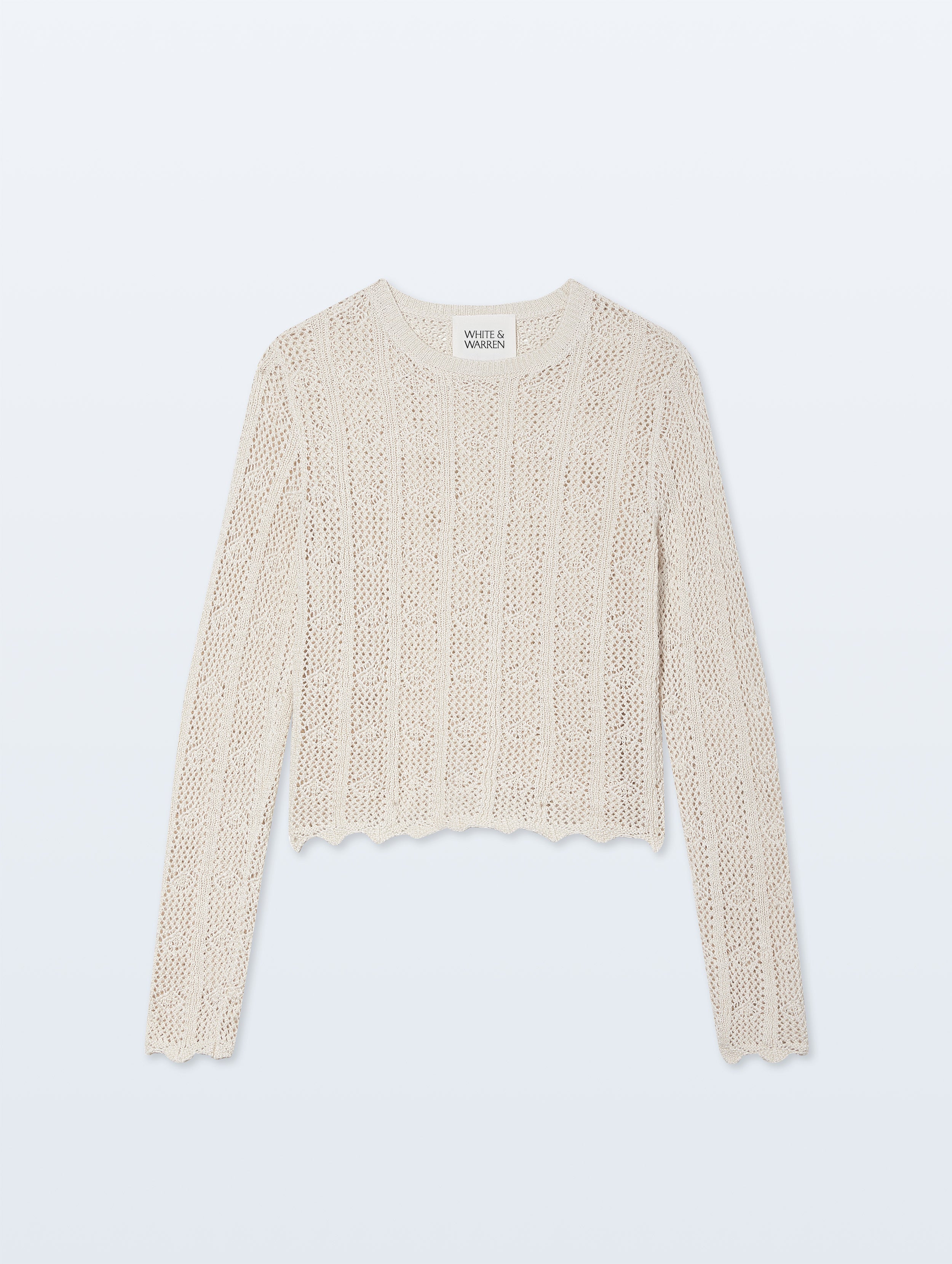 Cotton Pointelle Crewneck | Cream