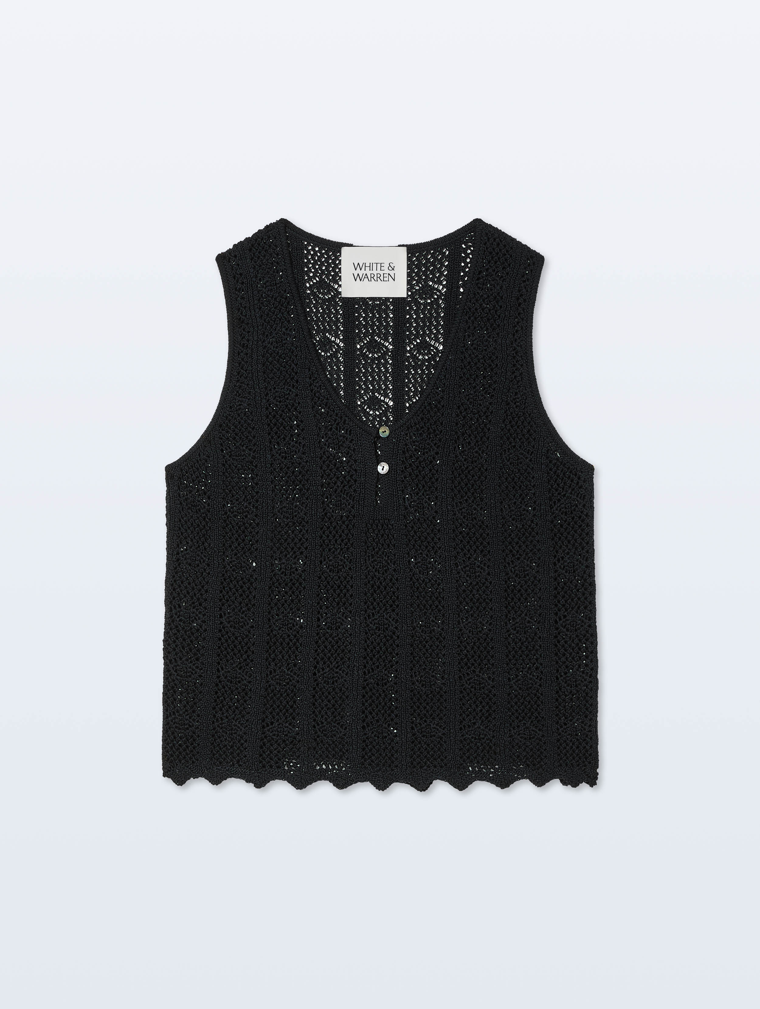 Cotton Pointelle Tank Top | Black