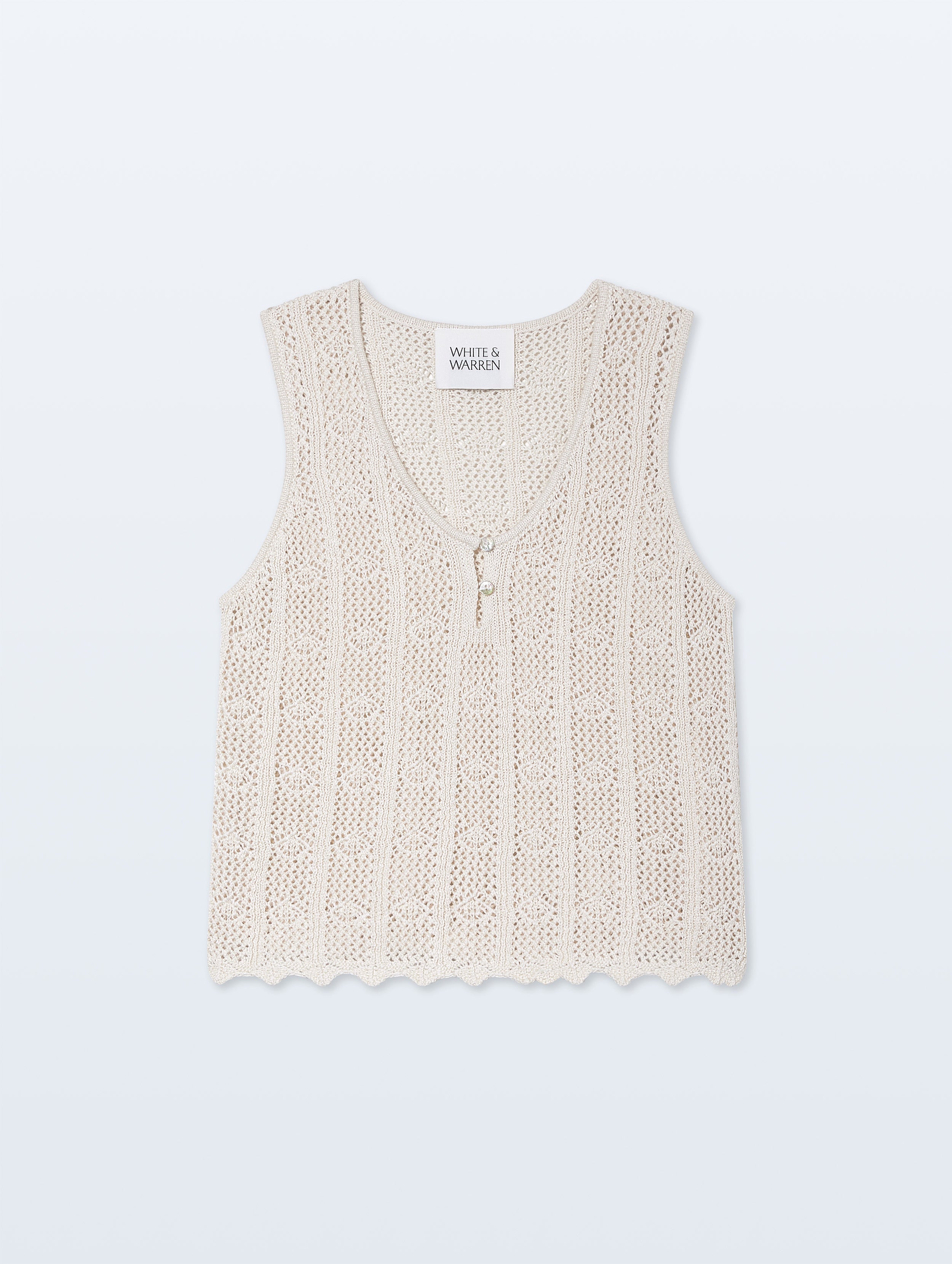 Cotton Pointelle Tank Top | Cream