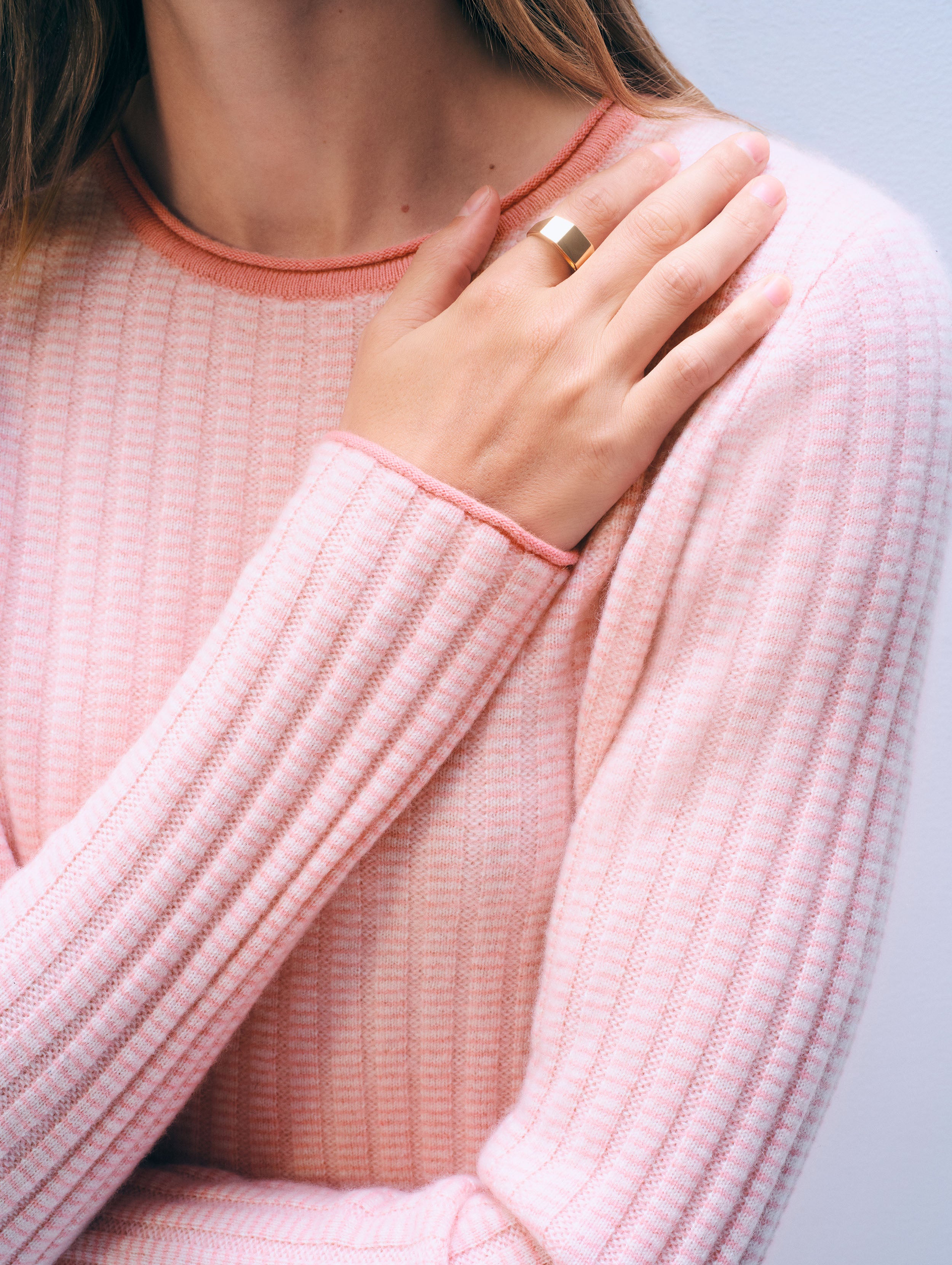 Cashmere Textured Crewneck | Clay Pink Combo