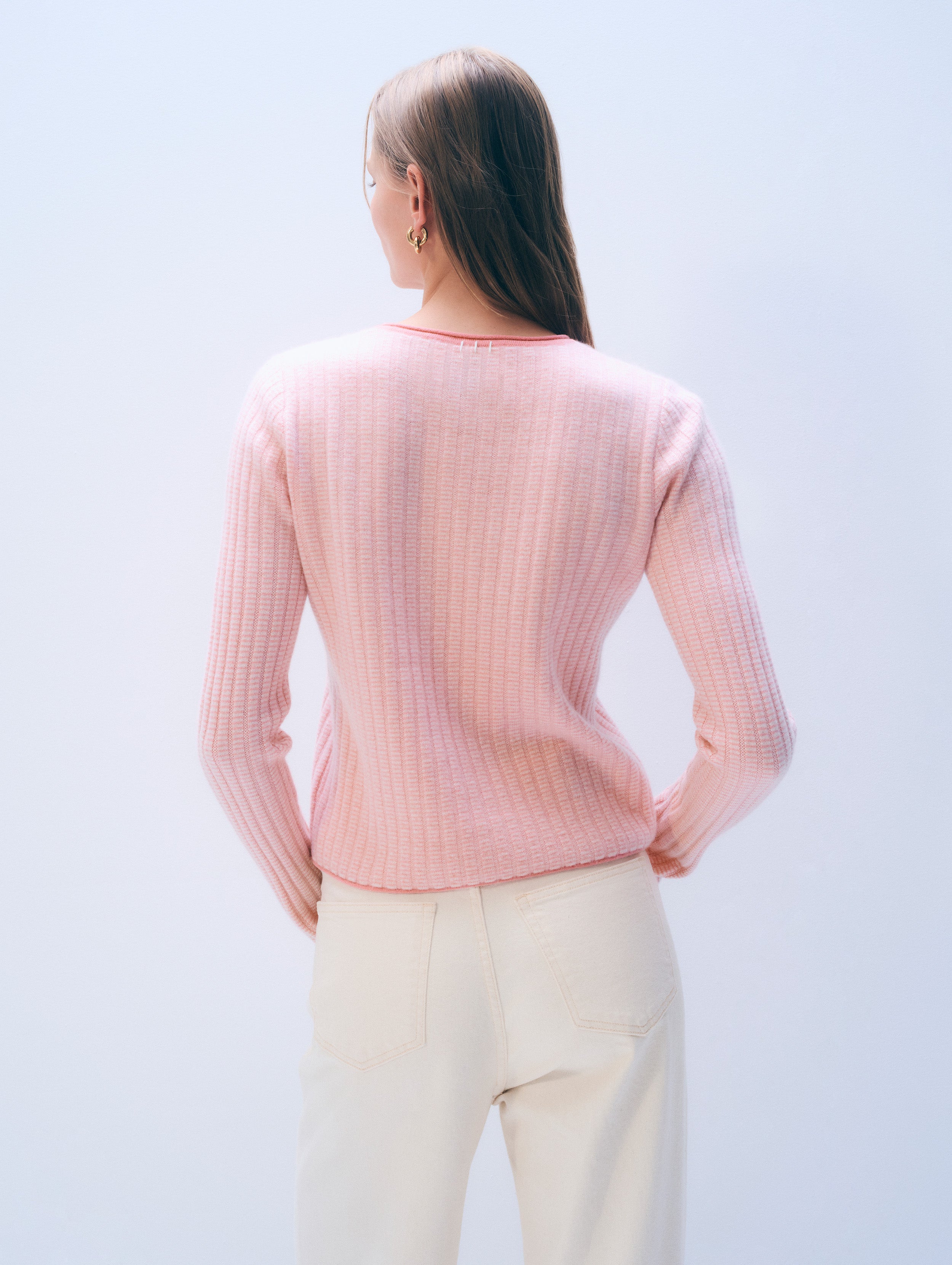 Cashmere Textured Crewneck | Clay Pink Combo