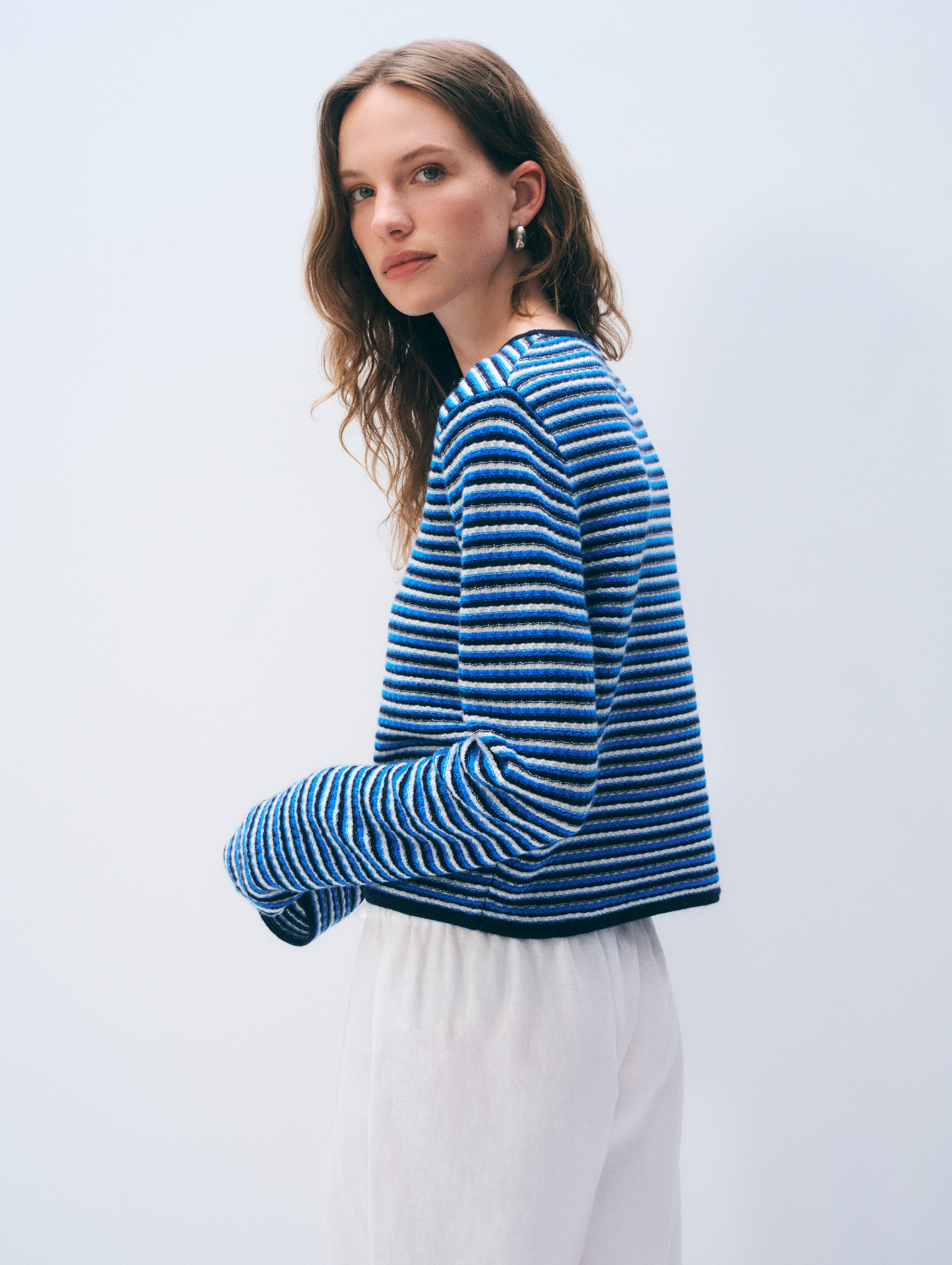 Cashmere Striped Sweater | Blue Stripe