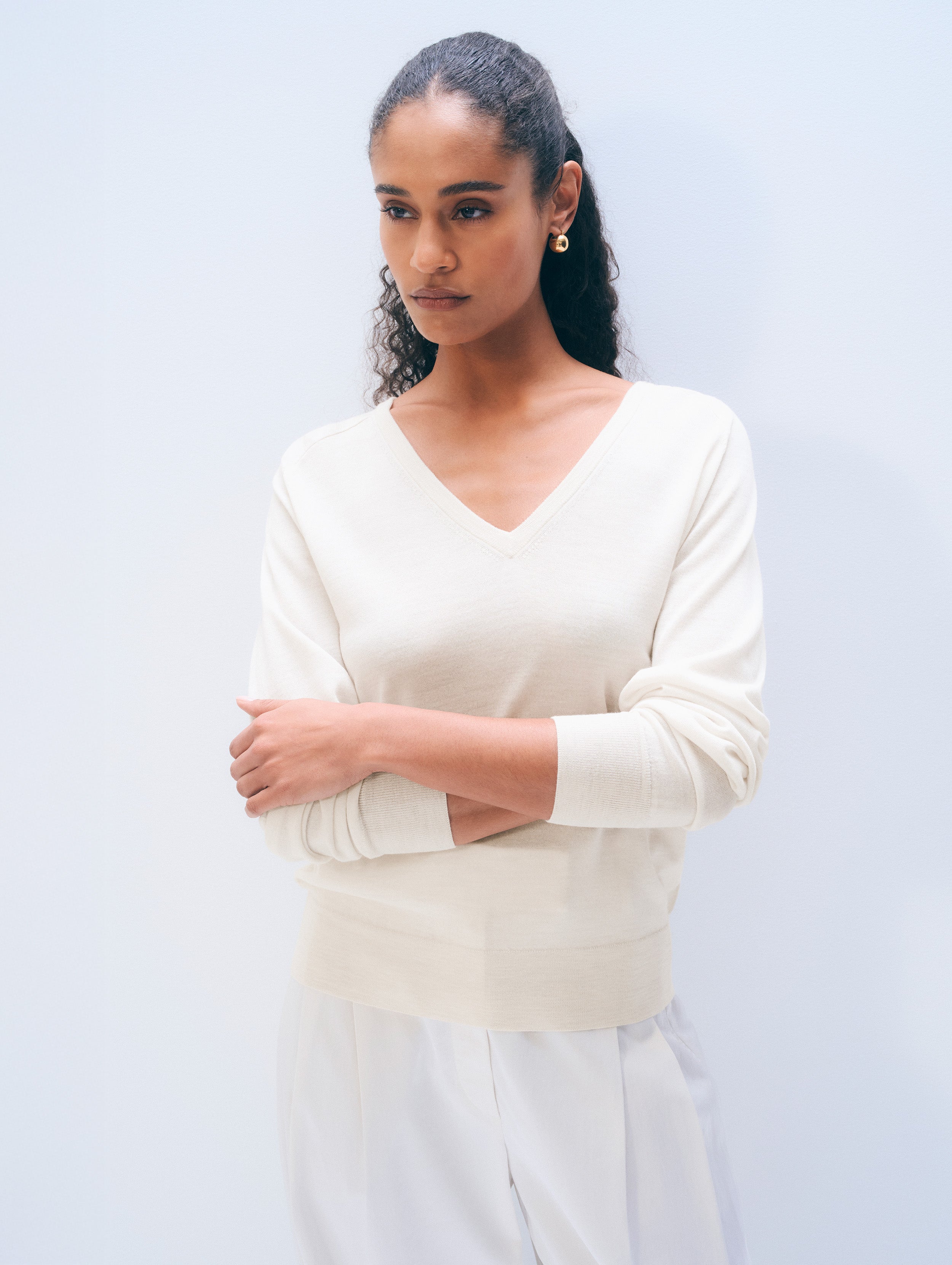 Cashmere Linen Pullover | Ivory