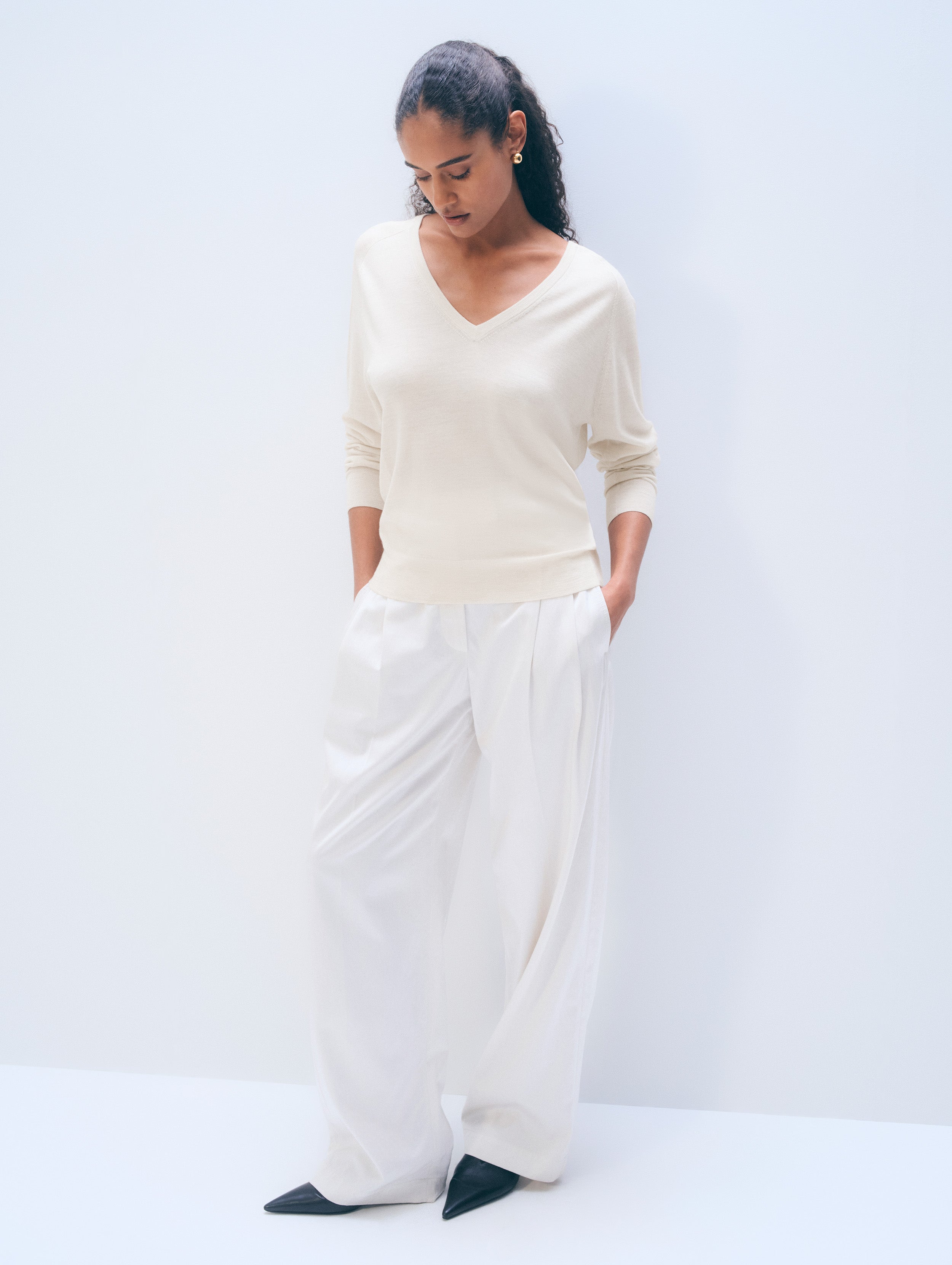 Cashmere Linen Pullover | Ivory