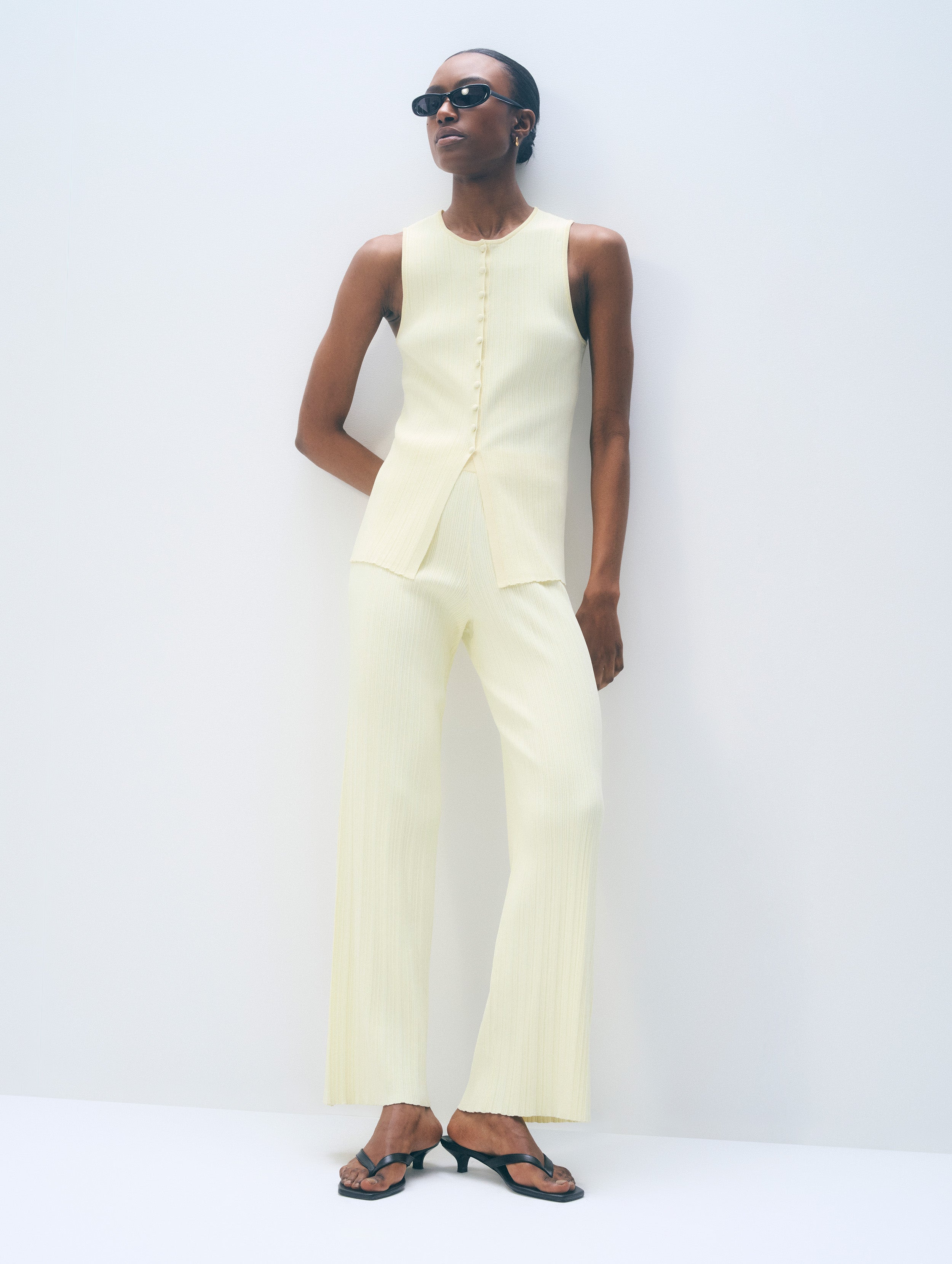 Superfine Viscose Palazzo Pants | Frosted Lemon