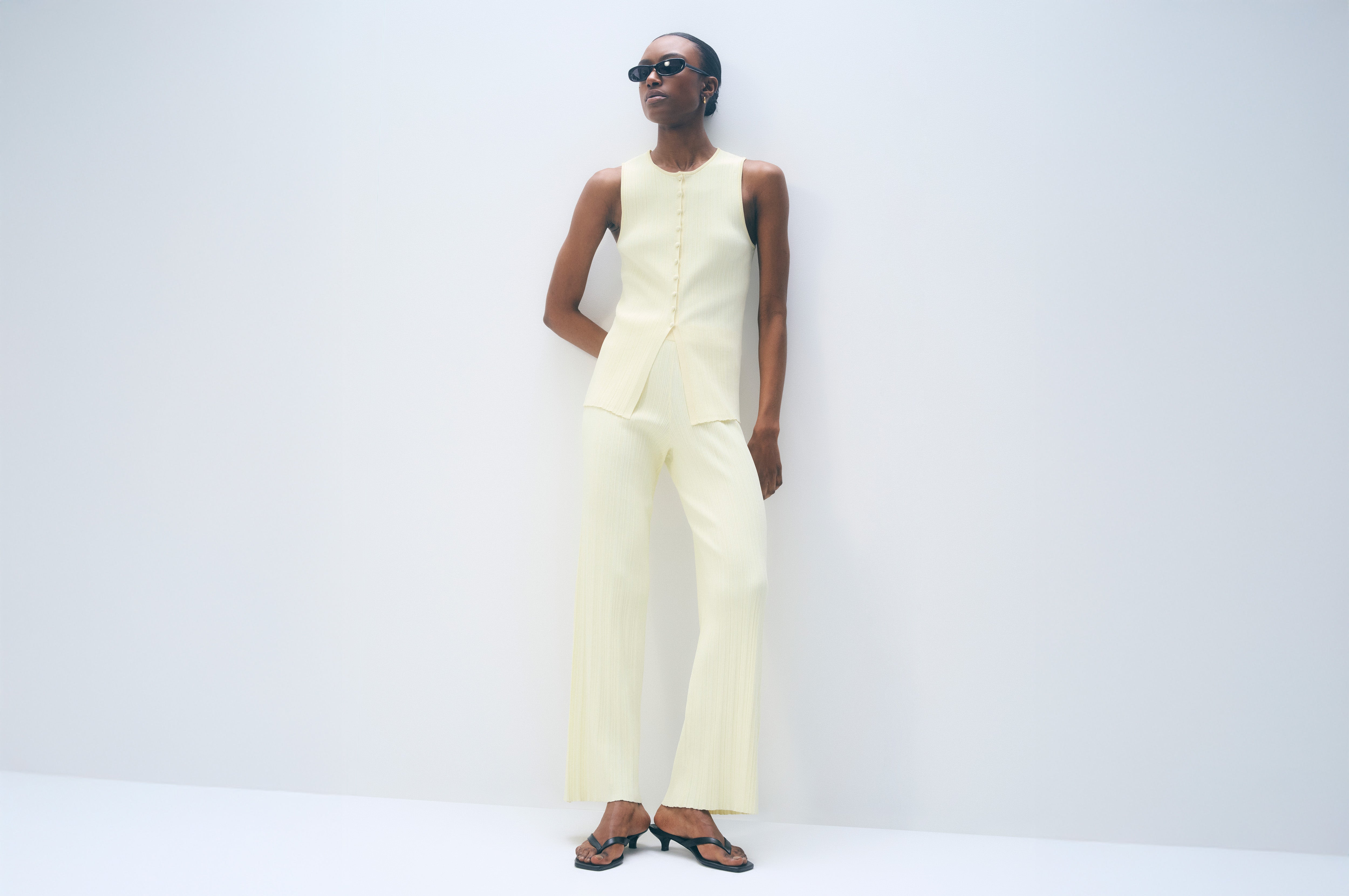Superfine Viscose Palazzo Pants | Frosted Lemon