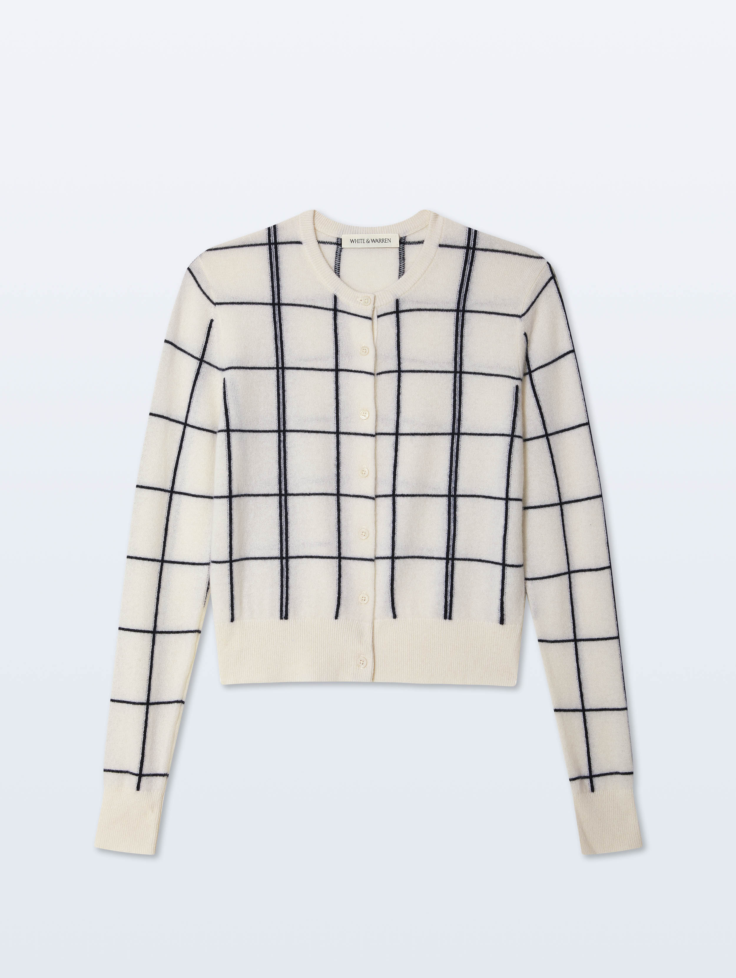 Cashmere Windowpane Cardigan | Soft White