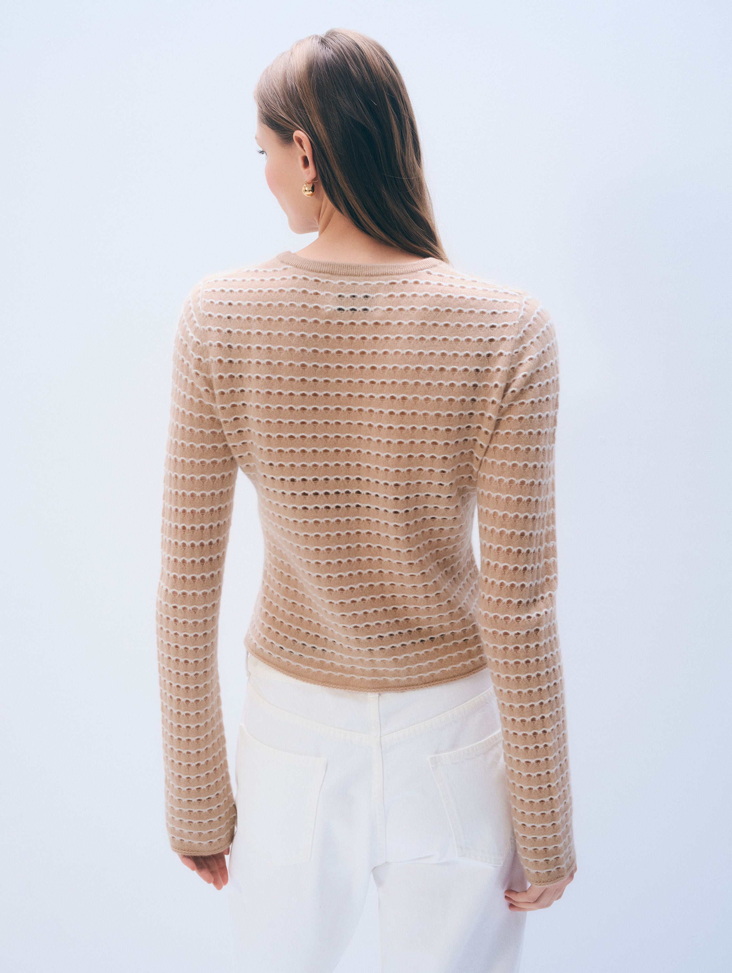 Cashmere Striped Pointelle Top