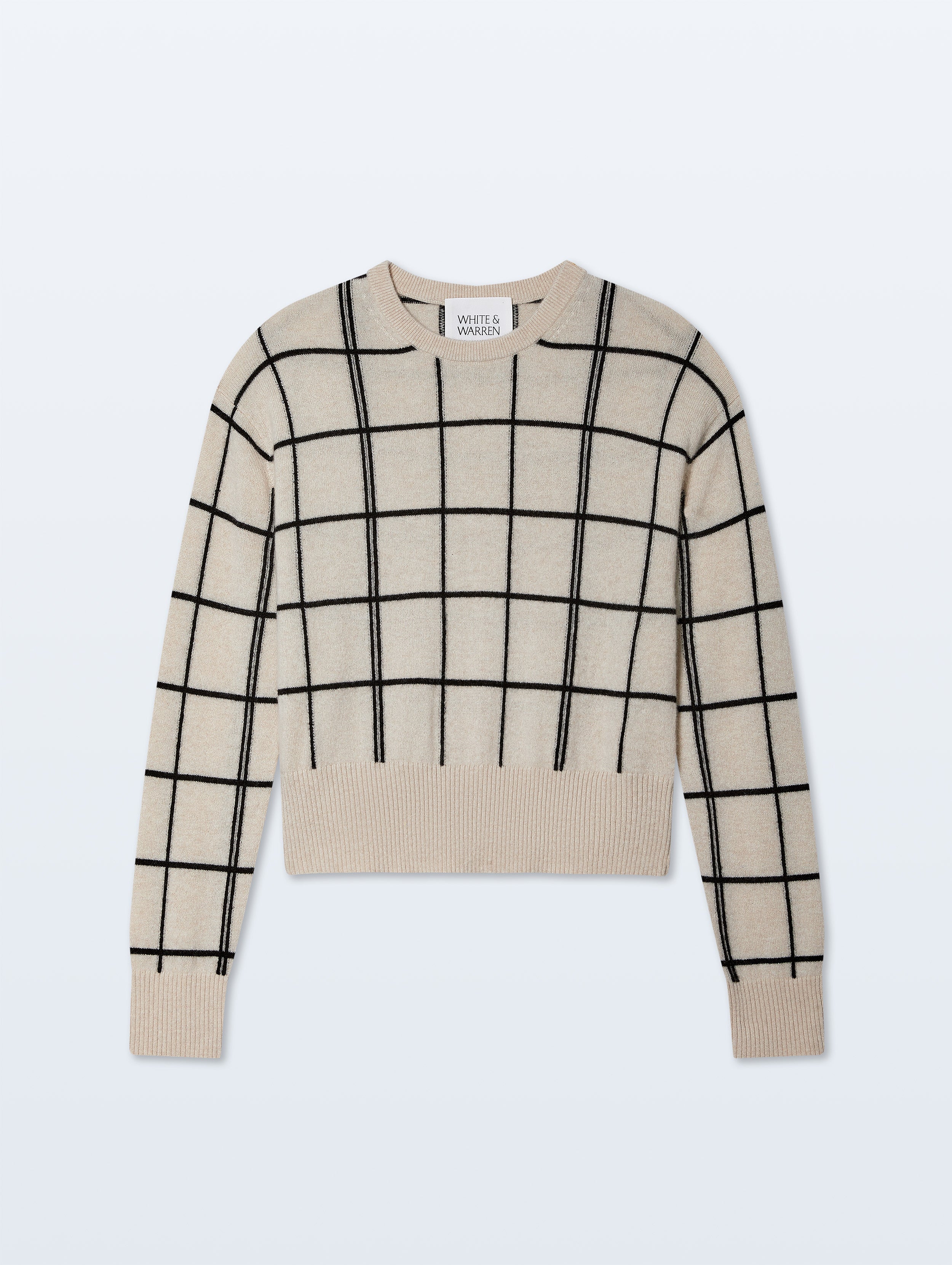 Cashmere Windowpane Crewneck | Natural Heather