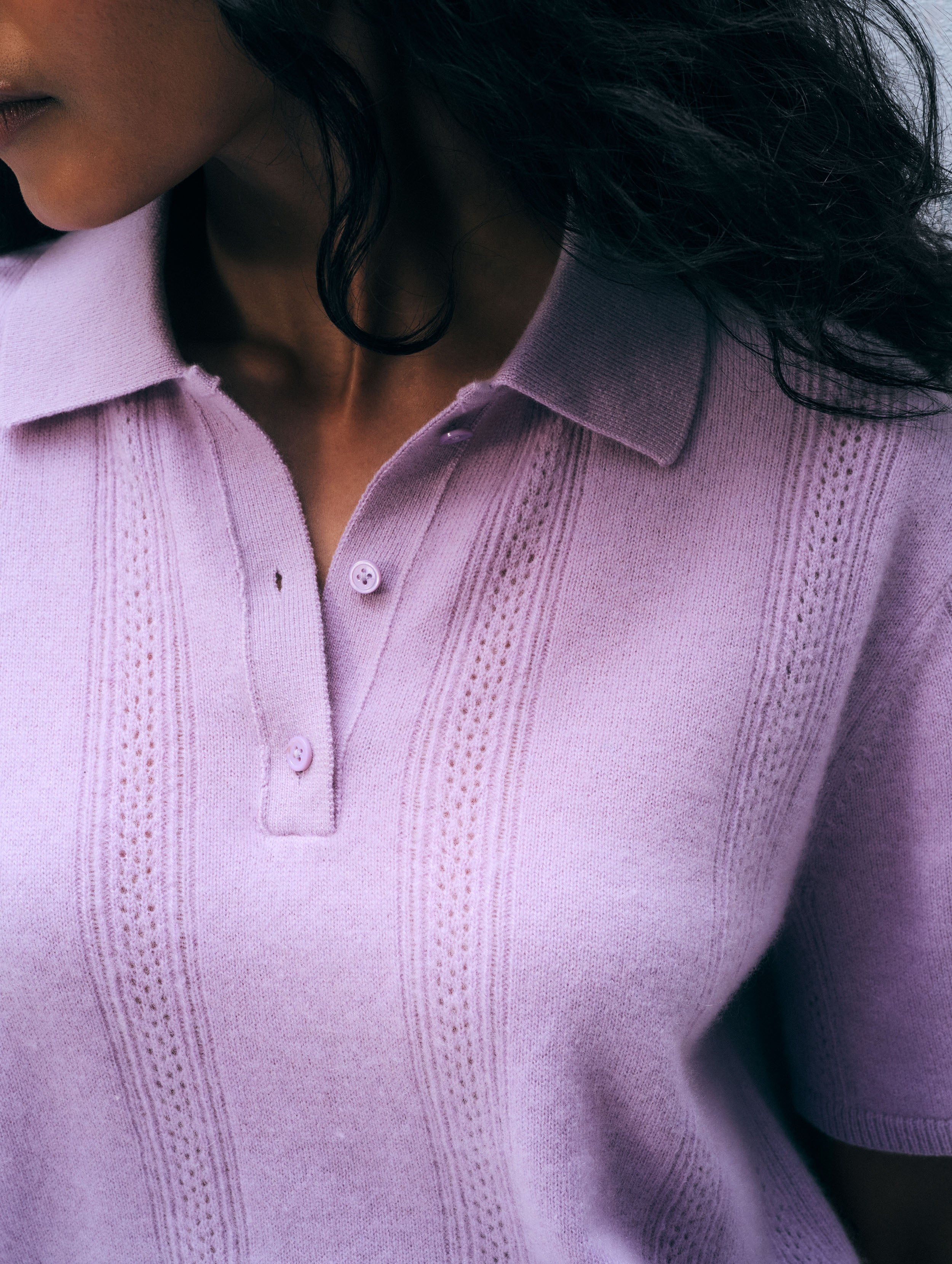 Cashmere Polo | Lavendar Fog