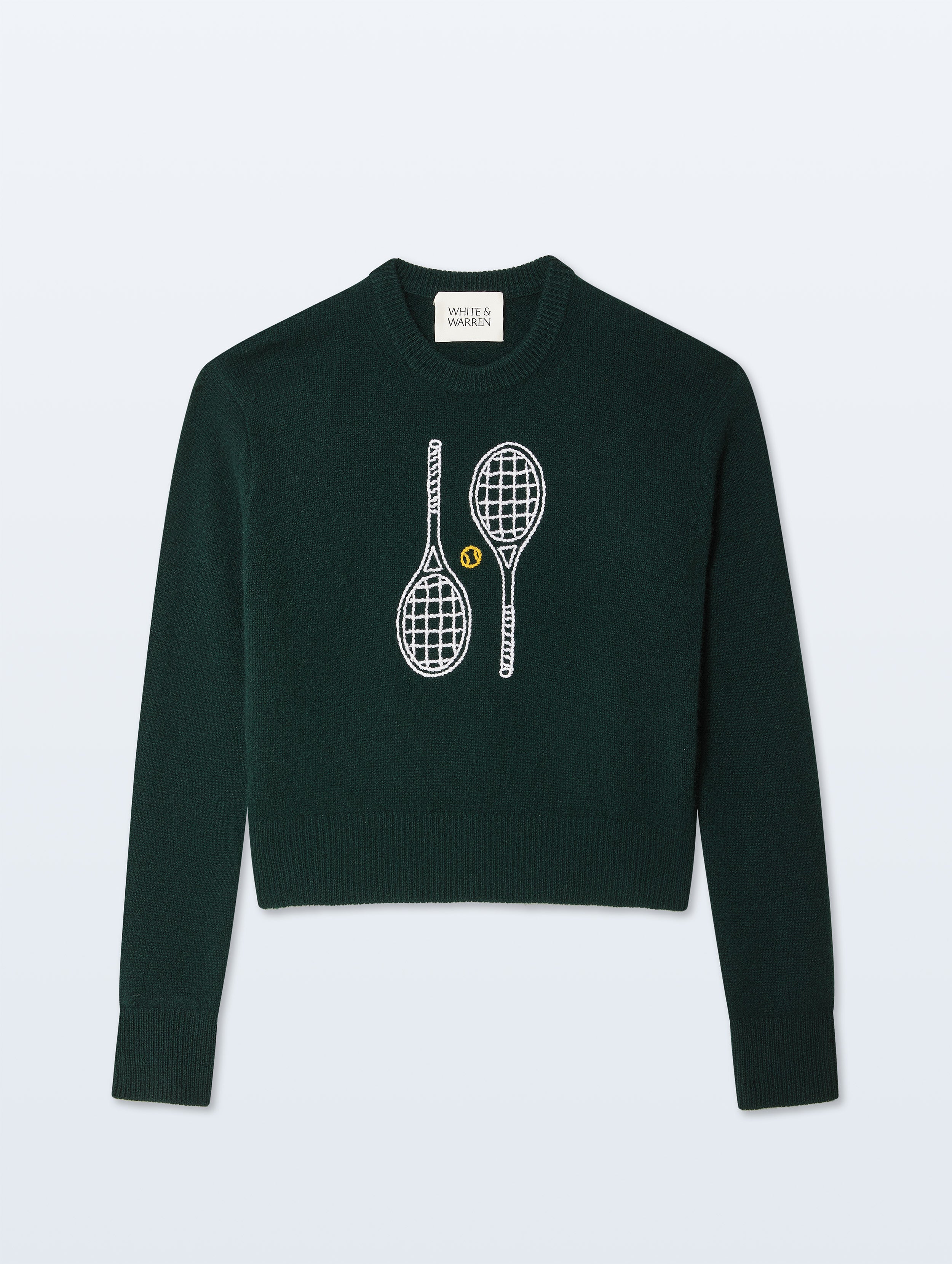 Cashmere Tennis Embroidered Sweatshirt | Dark Emerald Combo