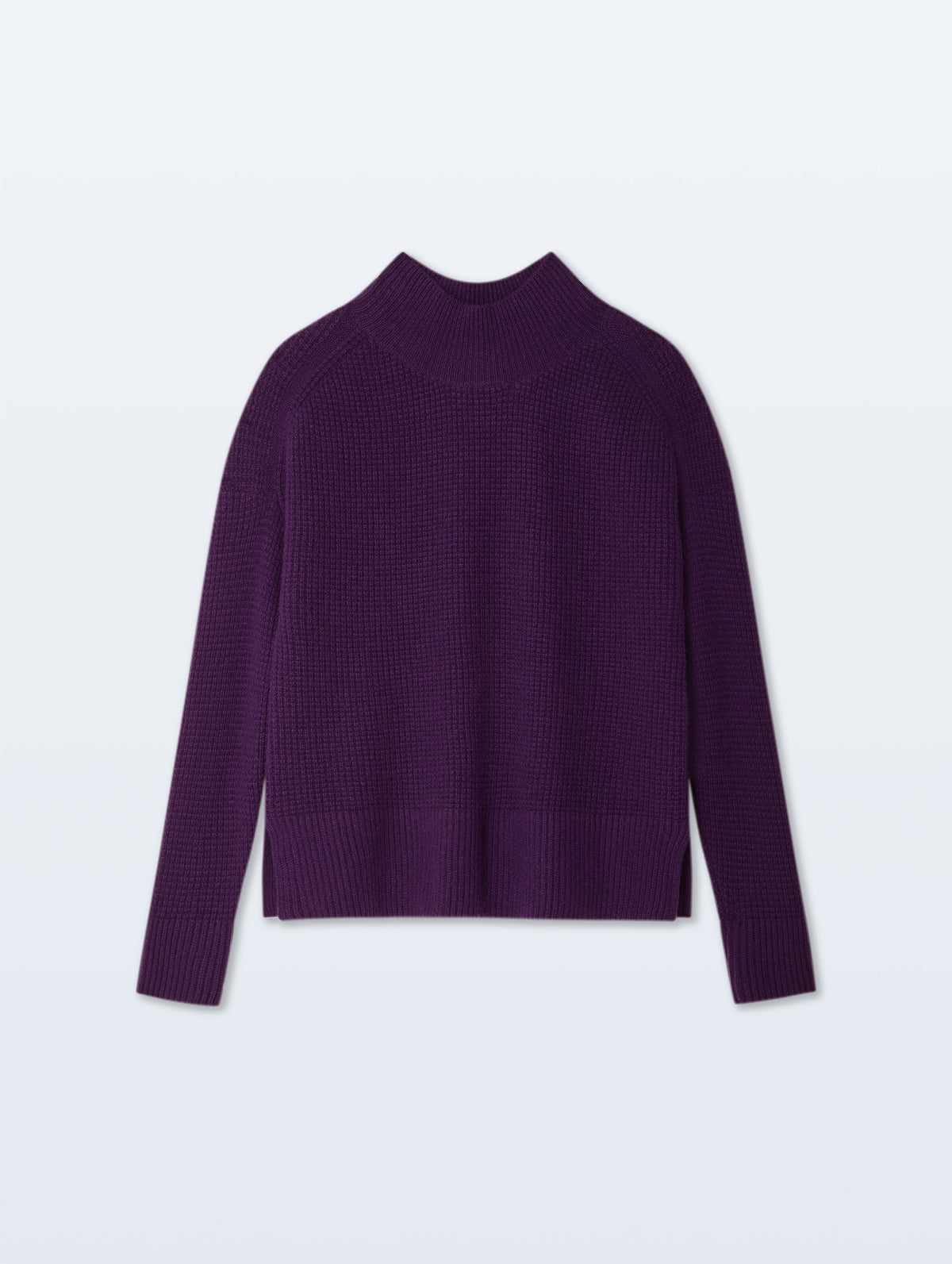 Cashmere Waffle Standneck | Deep Plum