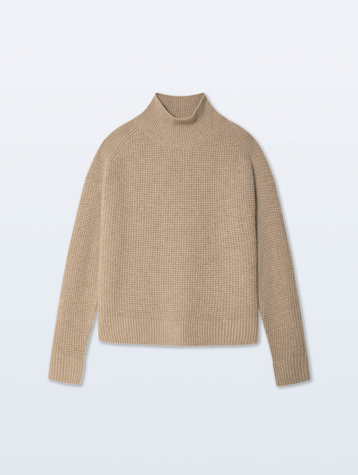 Cashmere Waffle Standneck | Taupe Heather