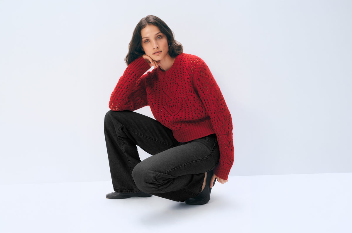 Cashmere Blend Crewneck Sweater | Chili