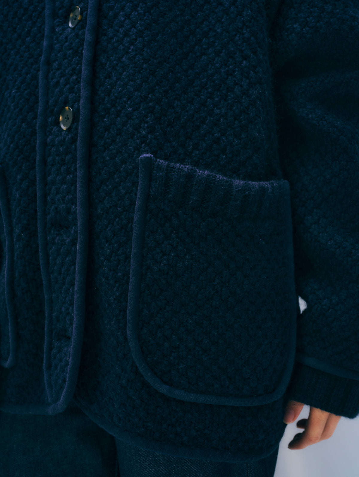 Merino Wool Blend Liner Coat | Navy