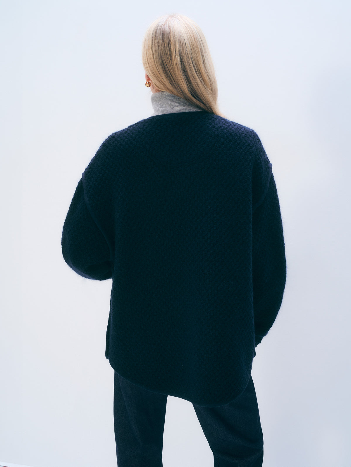 Merino Wool Blend Liner Coat | Navy