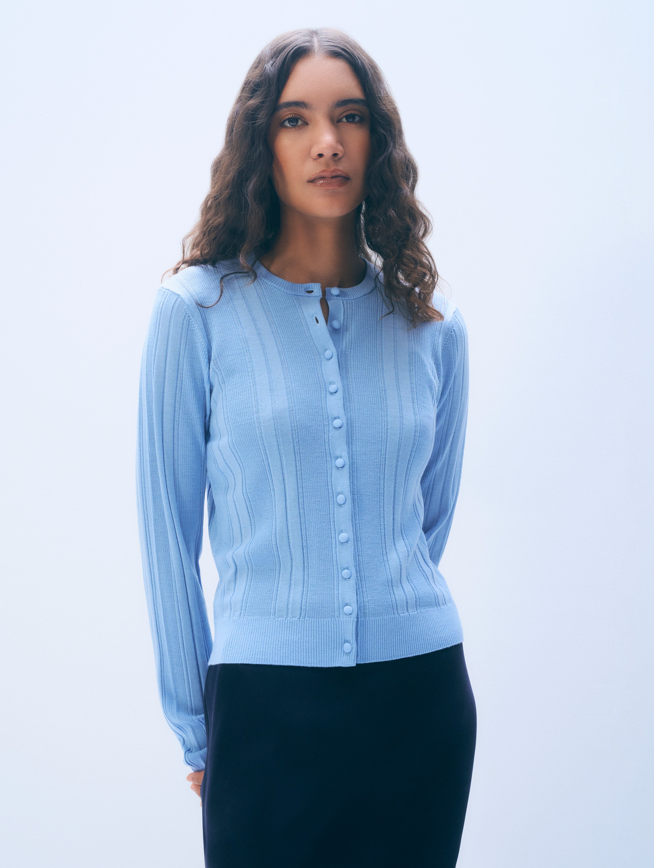 Superfine Merino Wool Cardigan | Blue Horizon