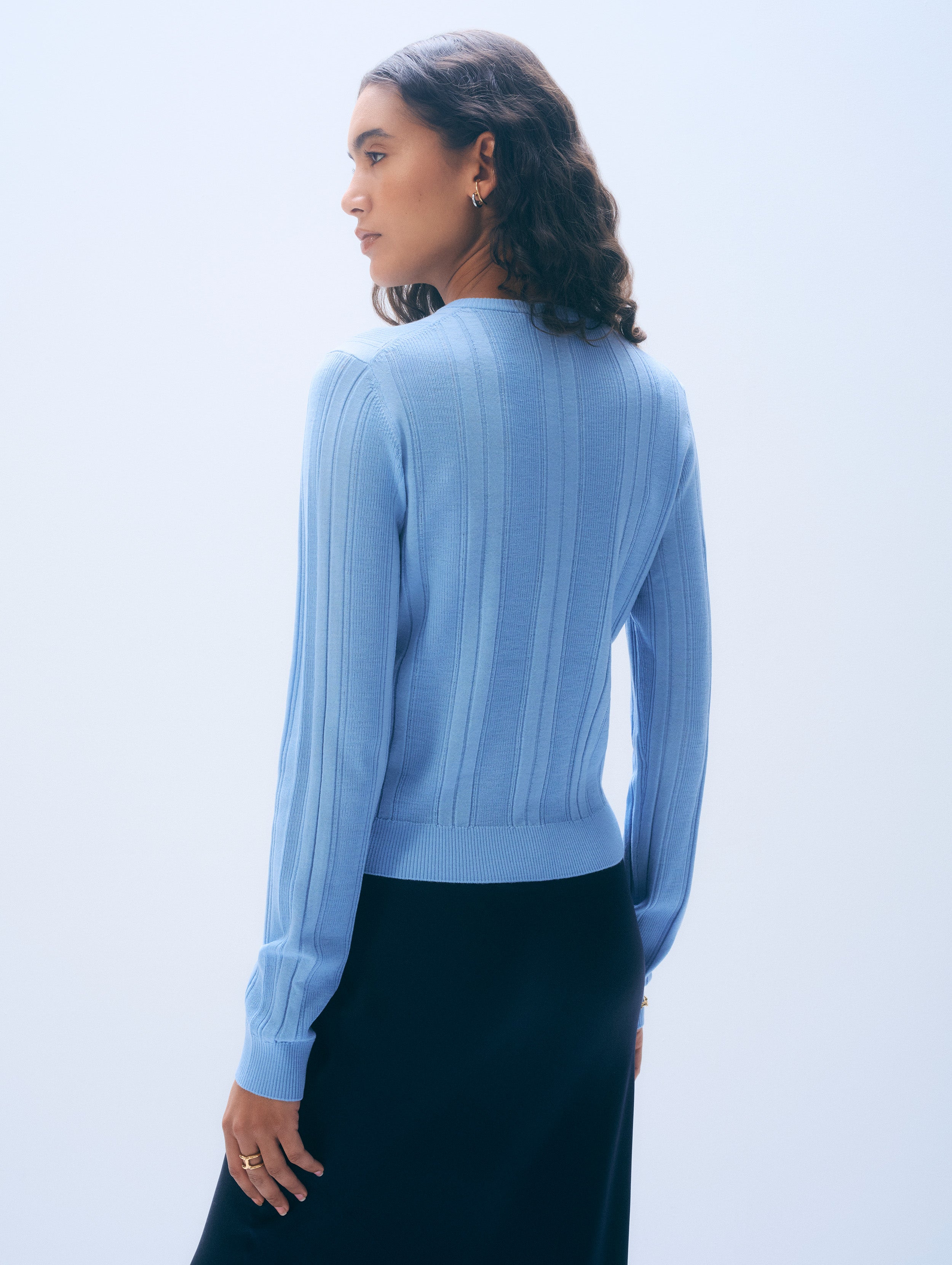 Superfine Merino Wool Cardigan | Blue Horizon