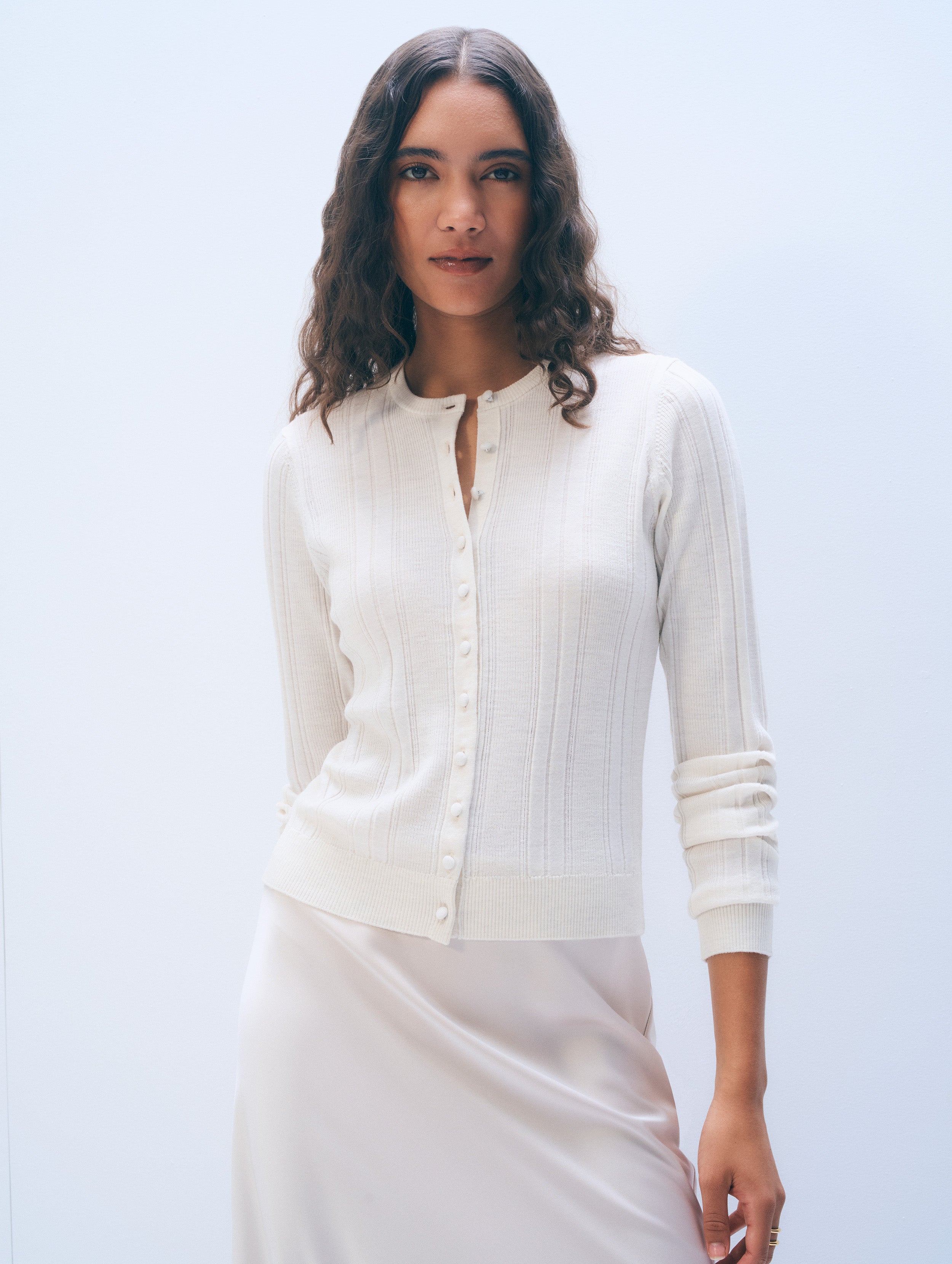 Superfine Merino Wool Cardigan | Ivory
