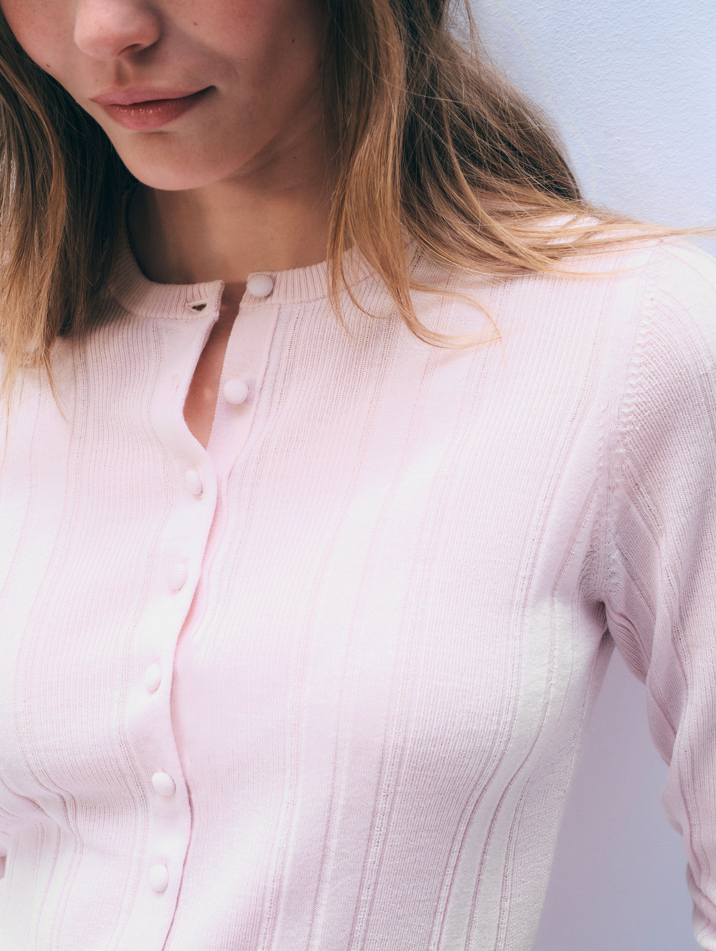 Superfine Merino Wool Cardigan | Rosewater Pink