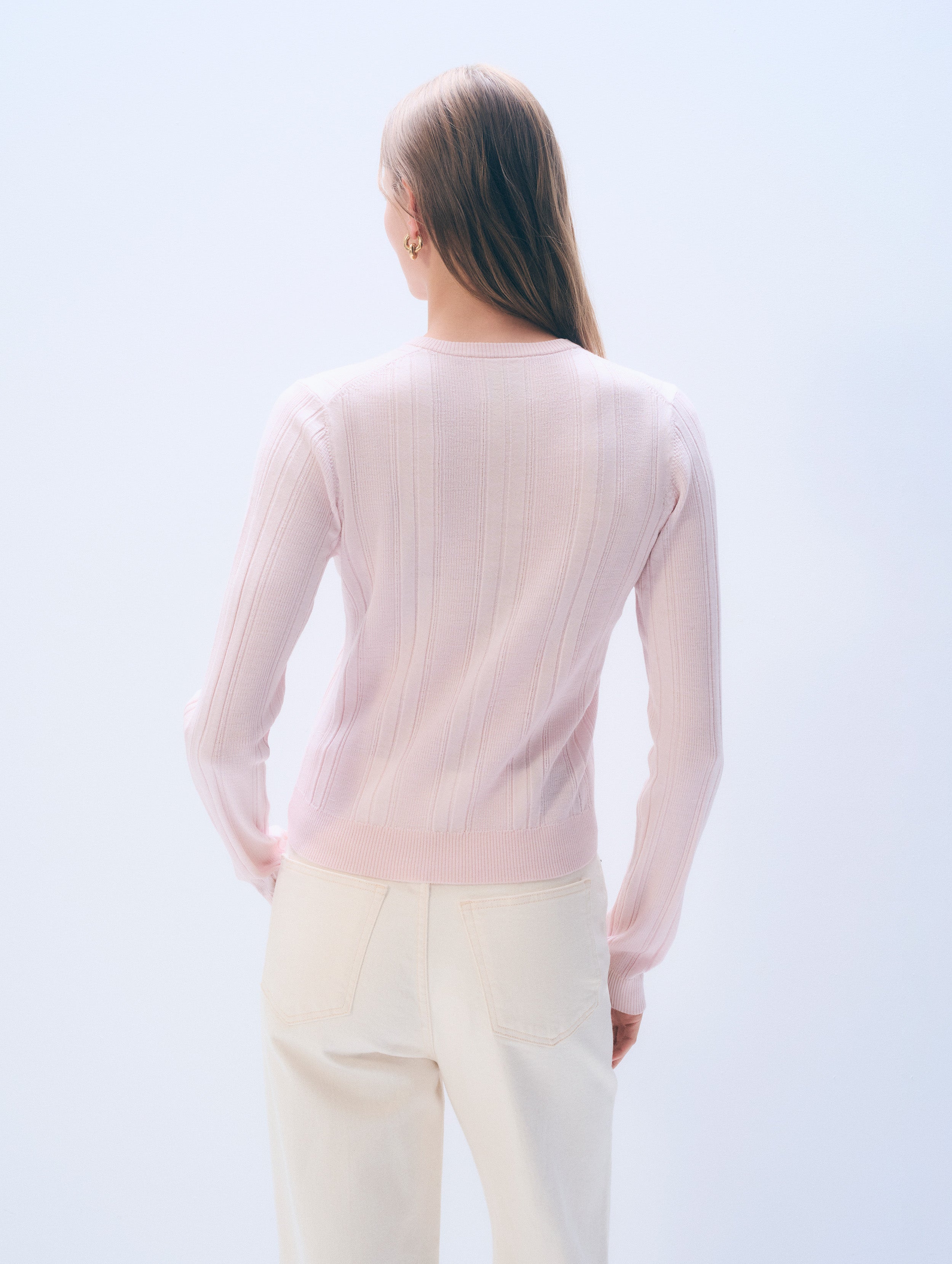 Superfine Merino Wool Cardigan | Rosewater Pink