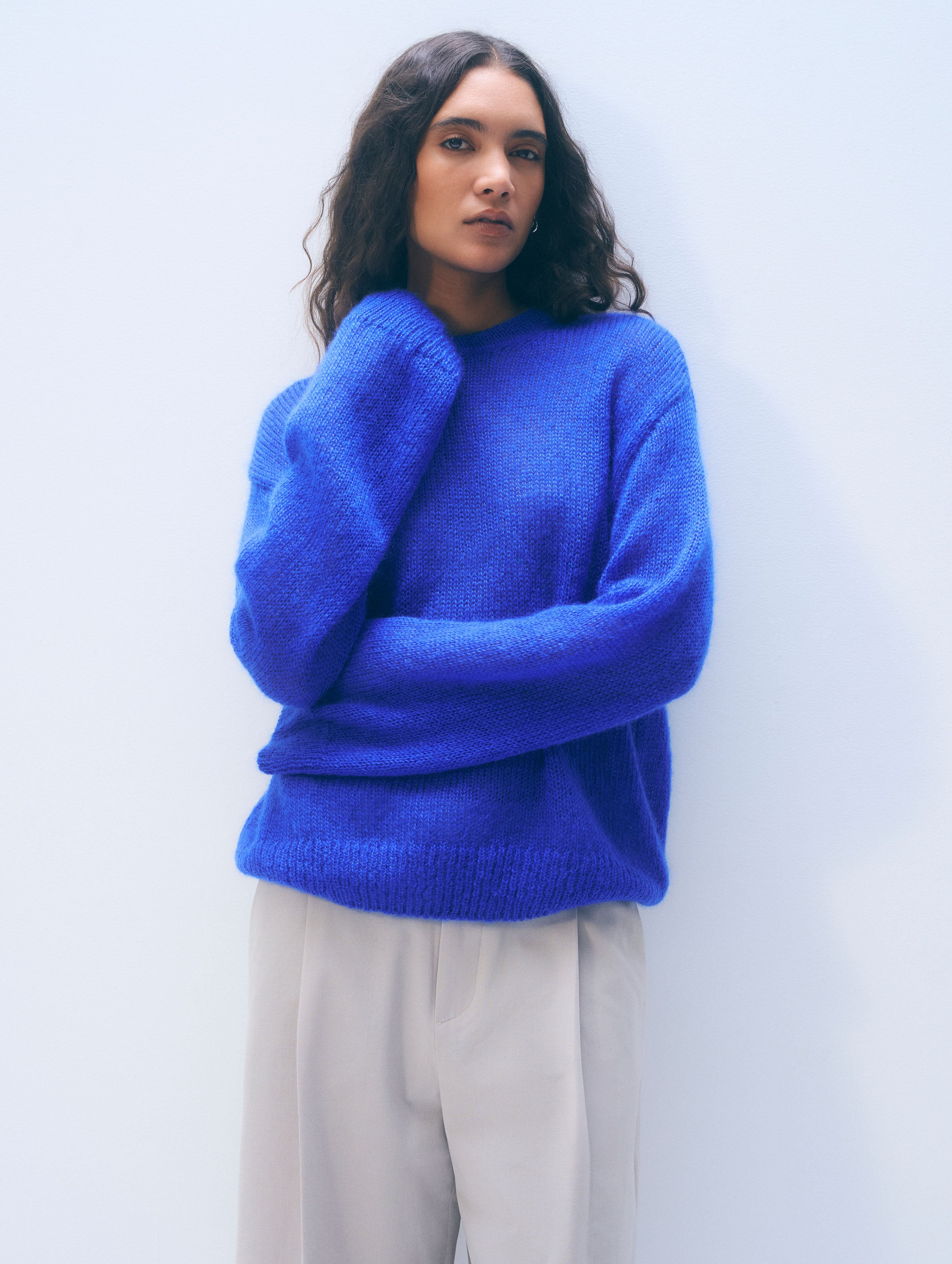 Mohair Luxe Oversized Crewneck | Cobalt Blue