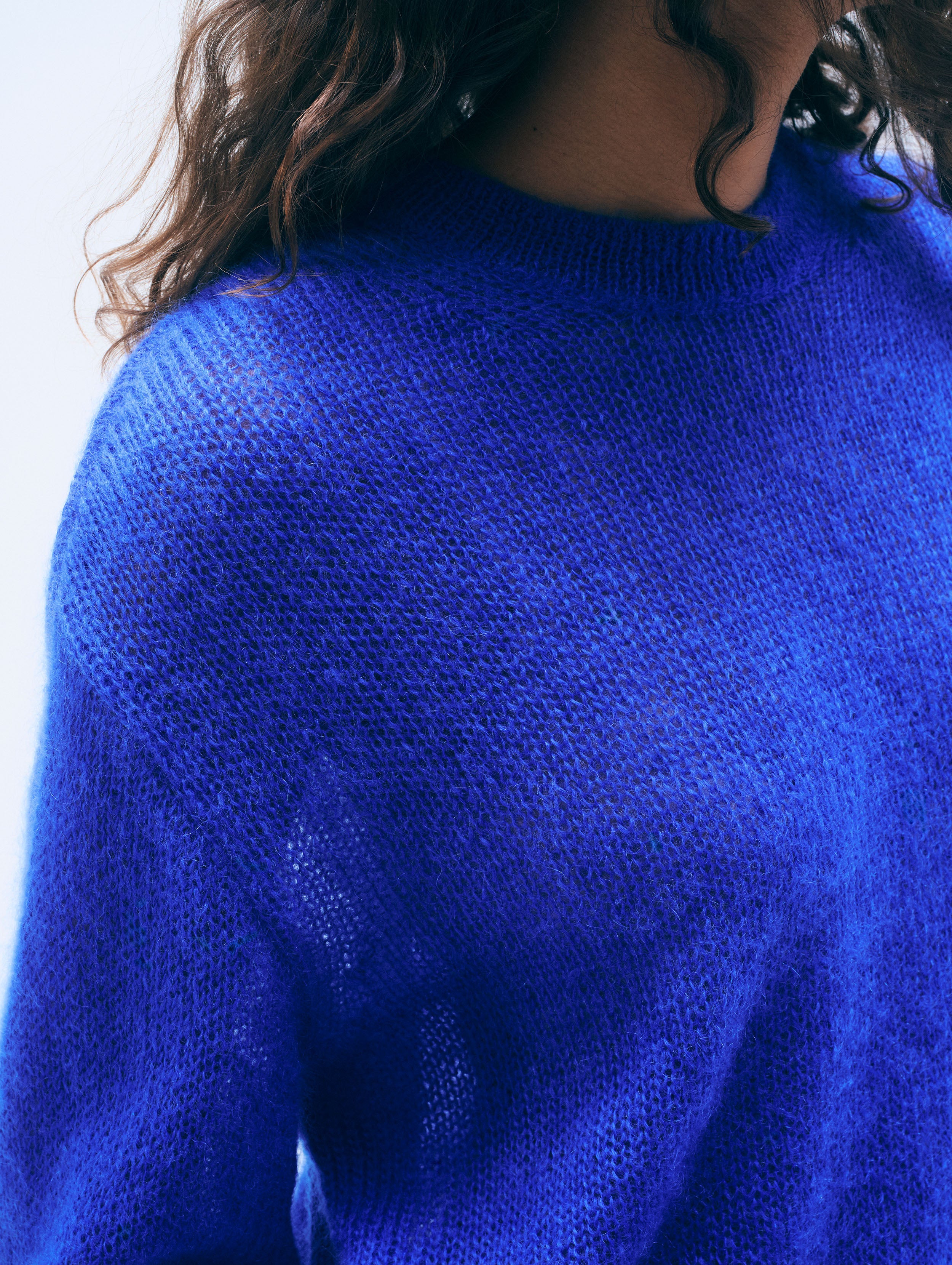 Mohair Luxe Oversized Crewneck | Cobalt Blue