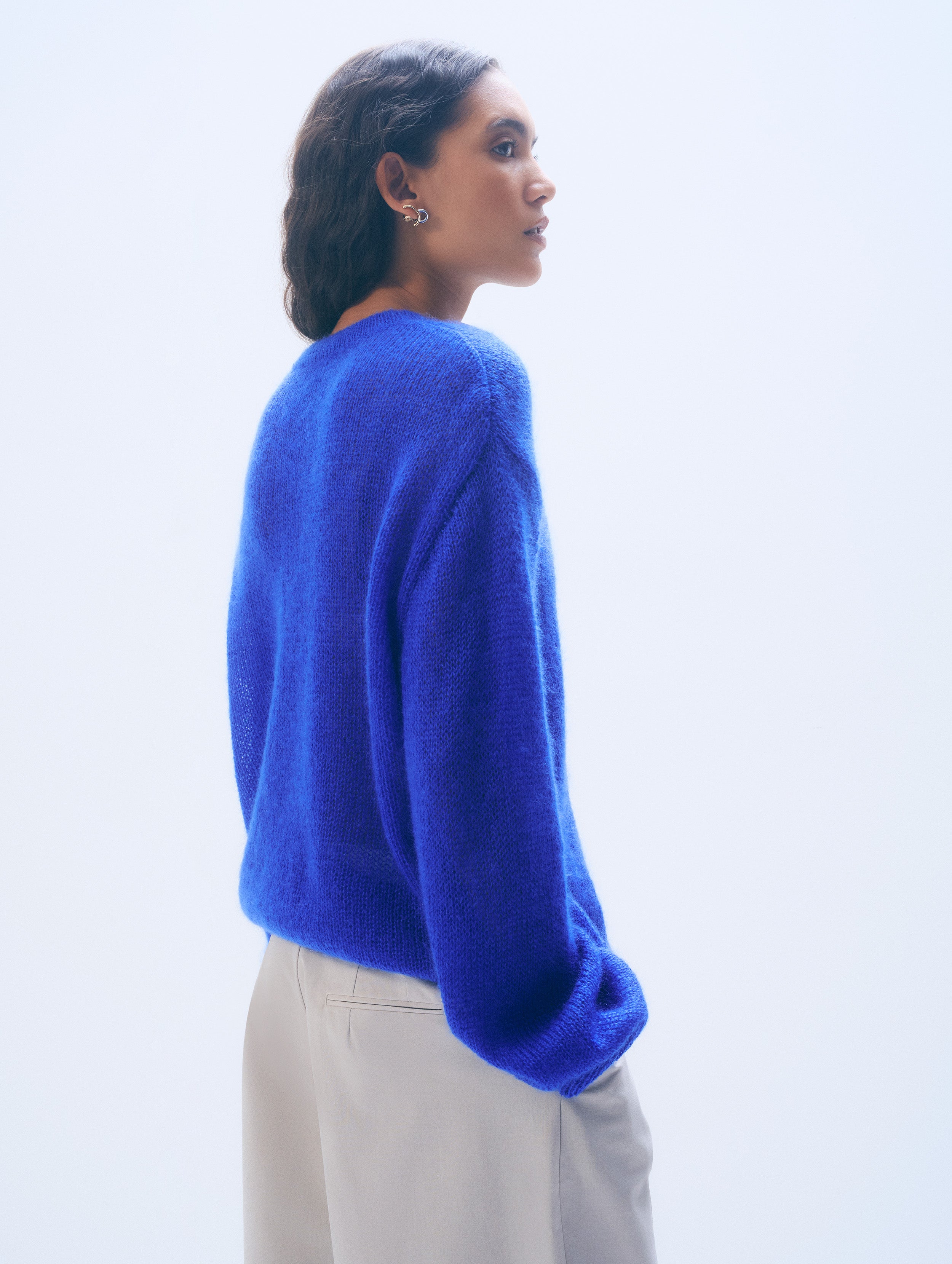 Mohair Luxe Oversized Crewneck | Cobalt Blue