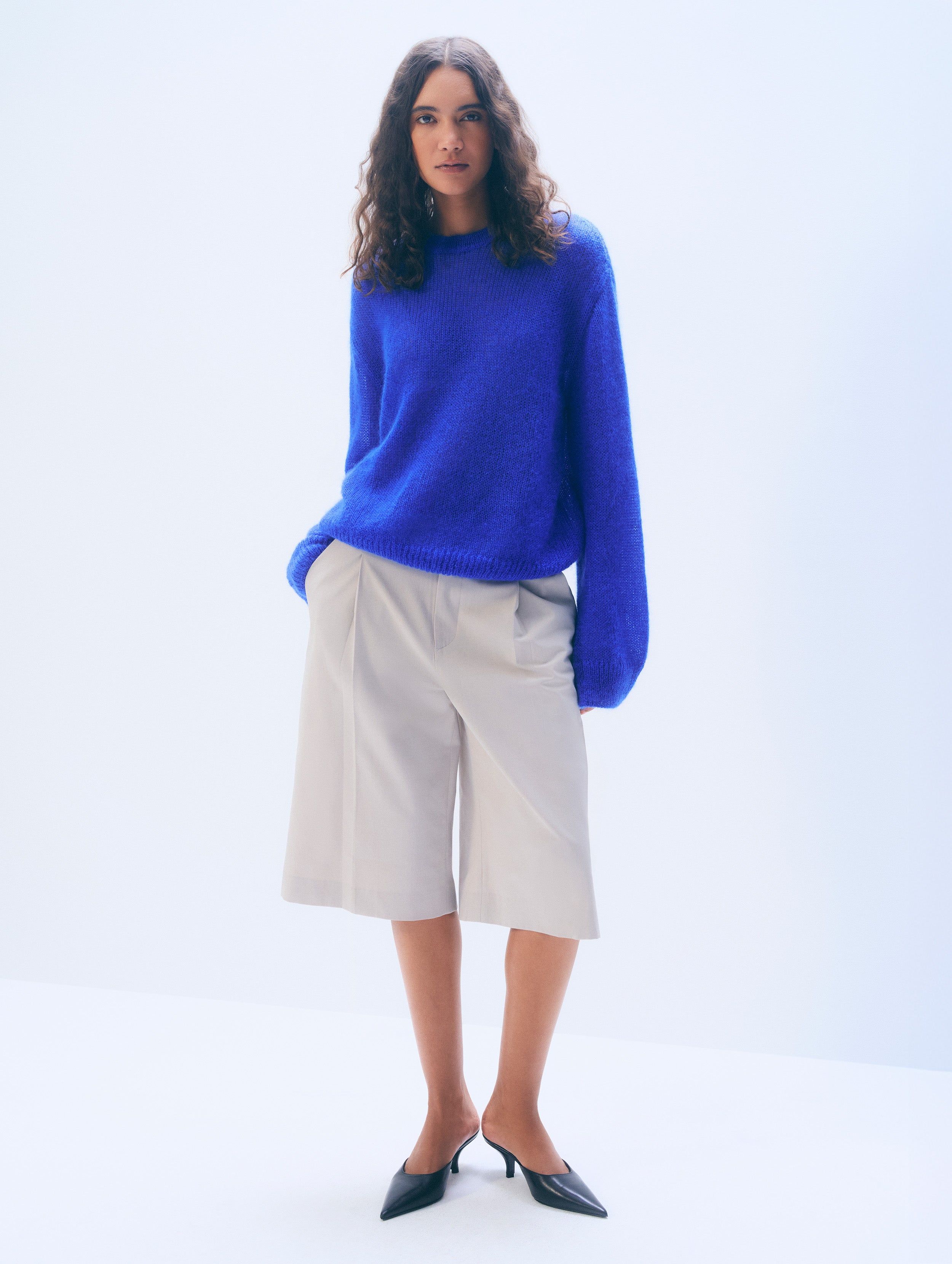 Mohair Luxe Oversized Crewneck | Cobalt Blue
