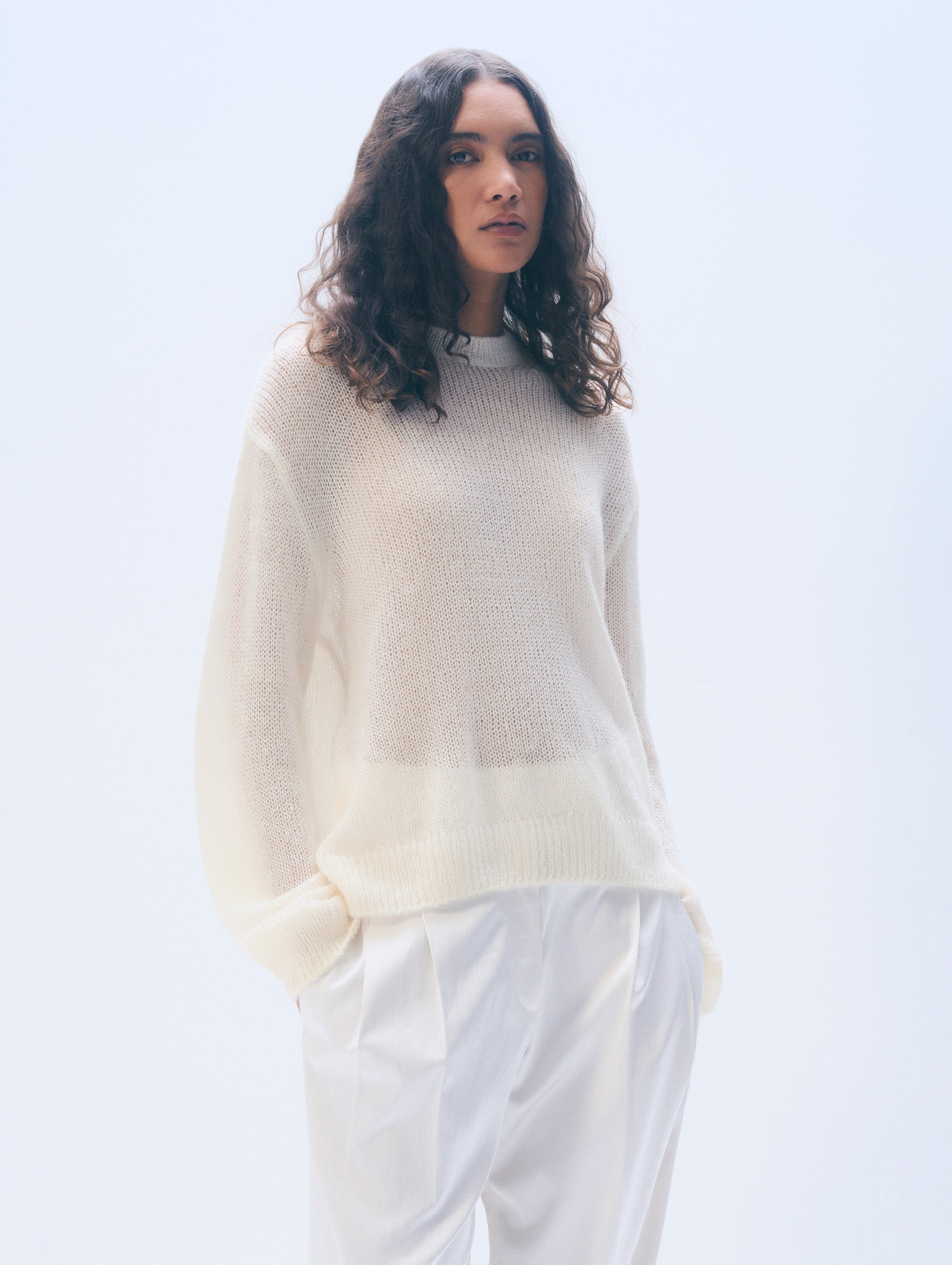 Mohair Luxe Oversized Crewneck | Ivory