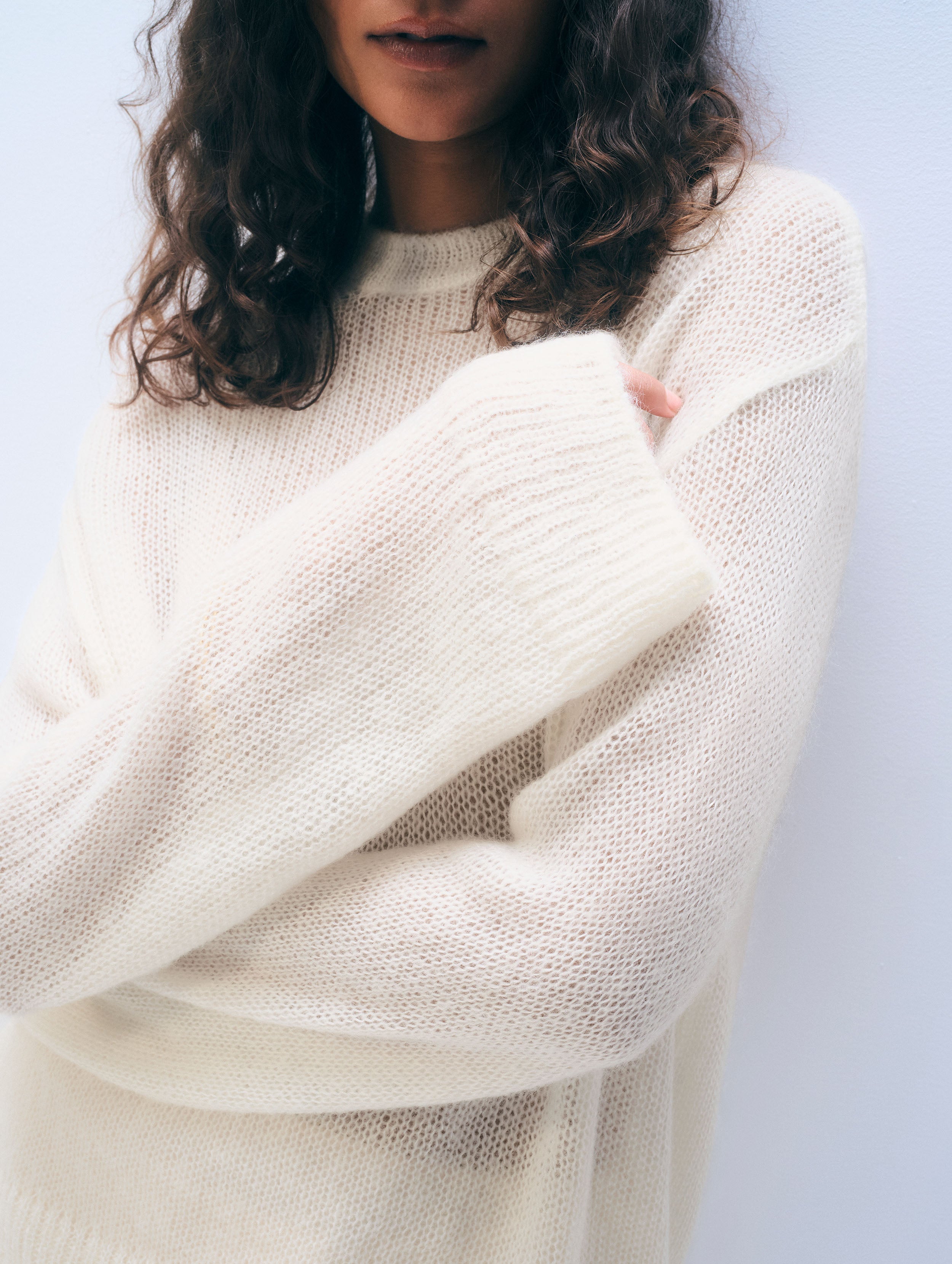 Mohair Luxe Oversized Crewneck | Ivory