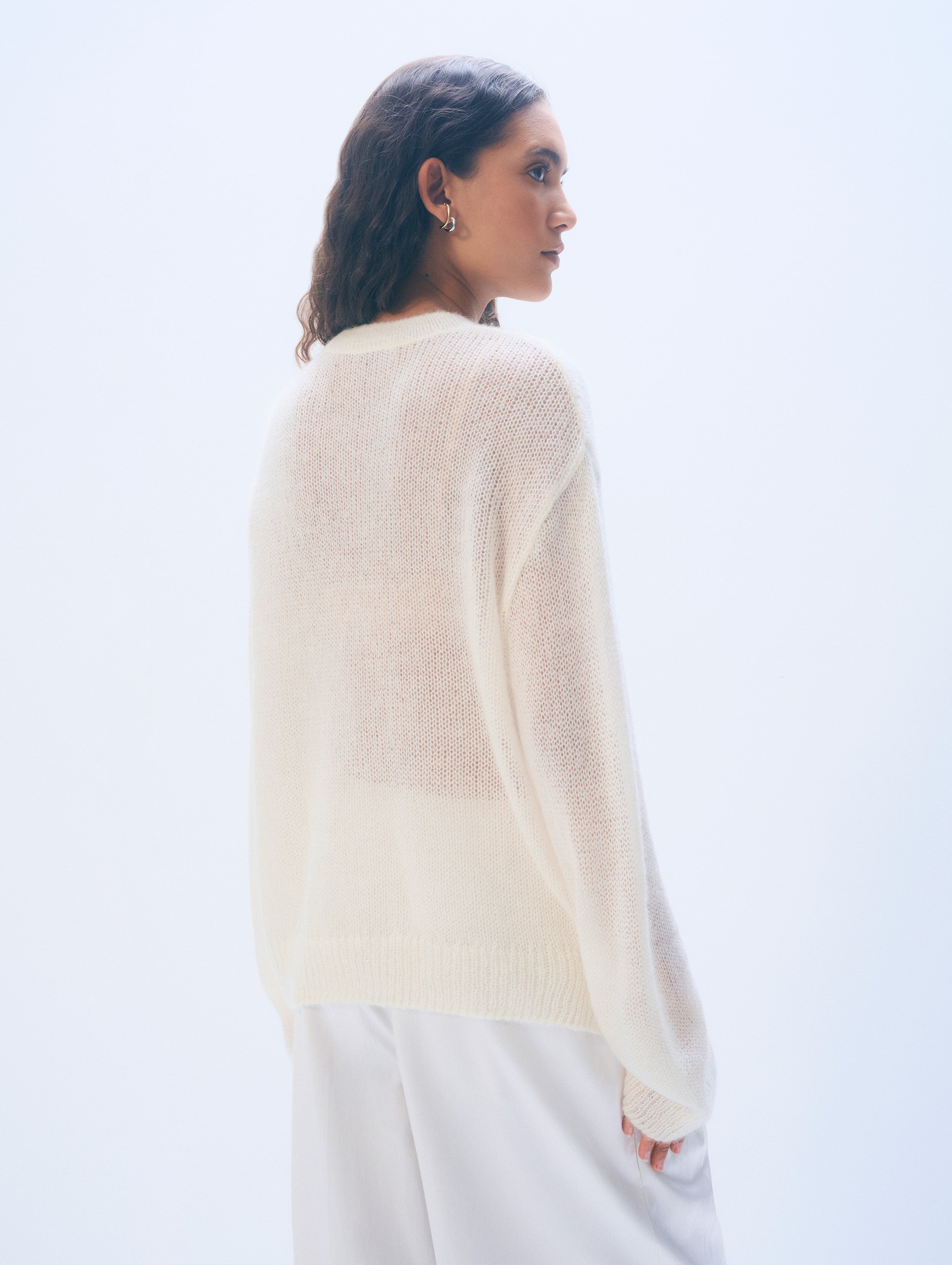Mohair Luxe Oversized Crewneck | Ivory