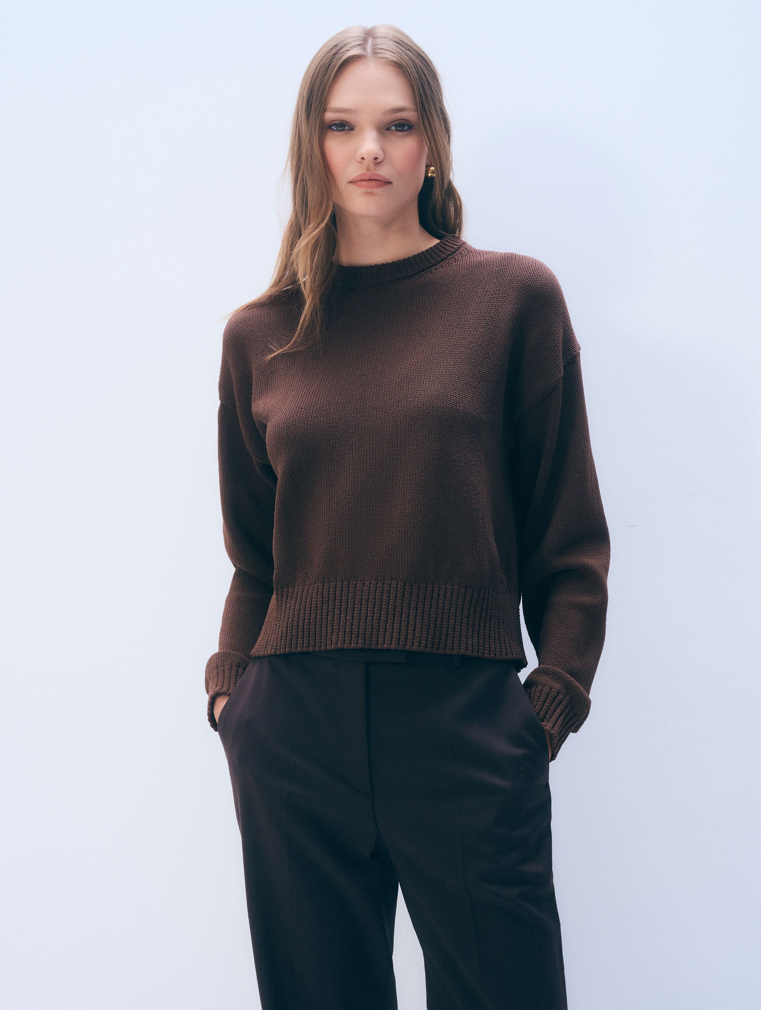Luxe Cotton Crewneck | Dark Espresso