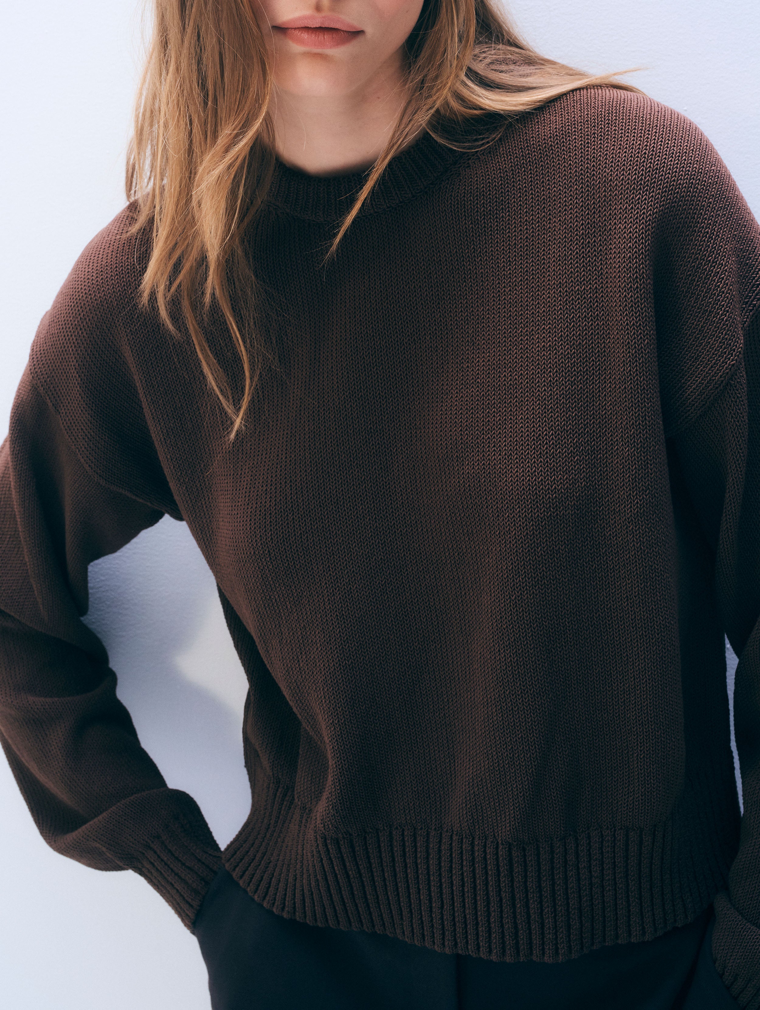 Luxe Cotton Crewneck | Dark Espresso