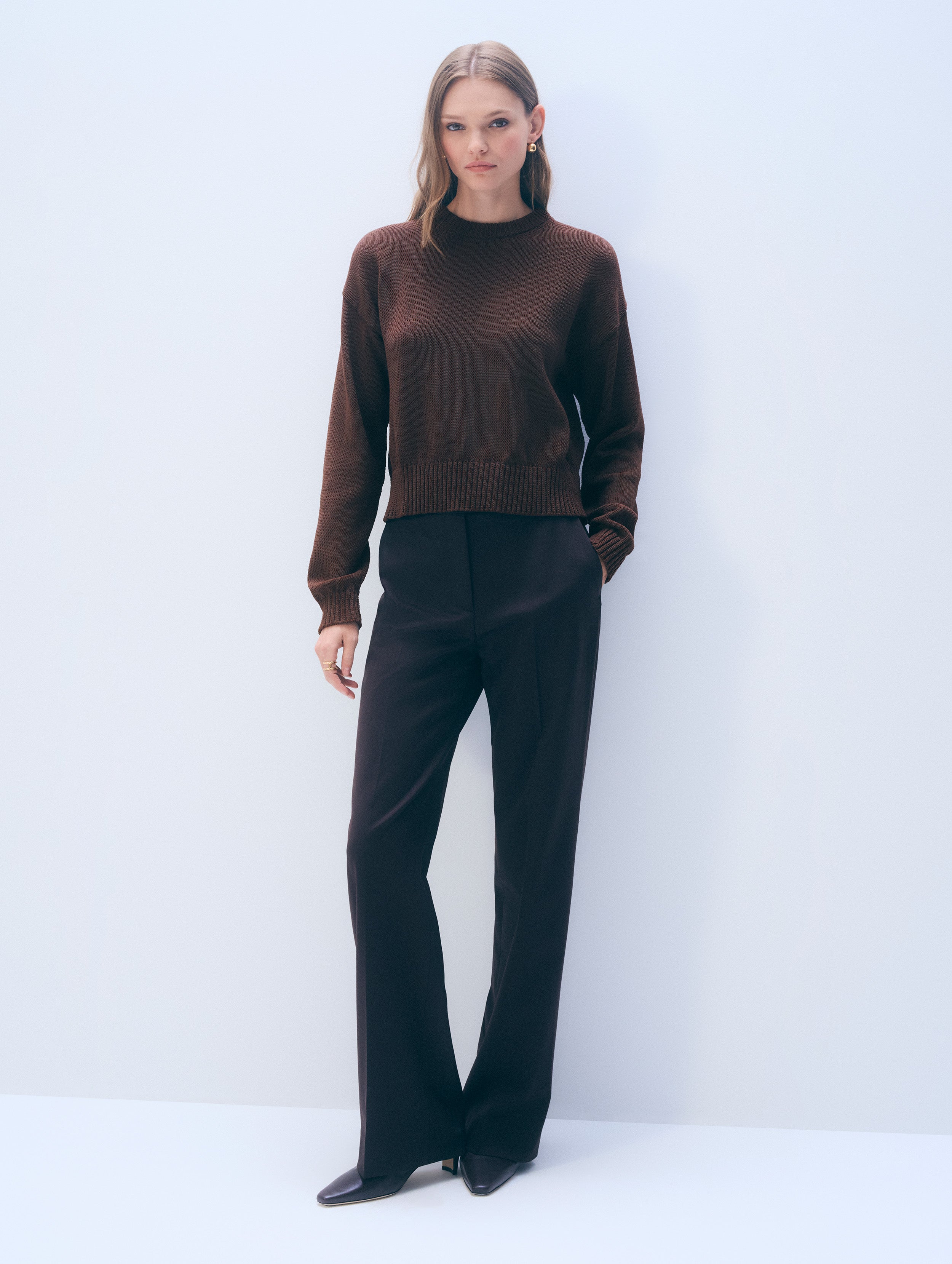 Luxe Cotton Crewneck | Dark Espresso
