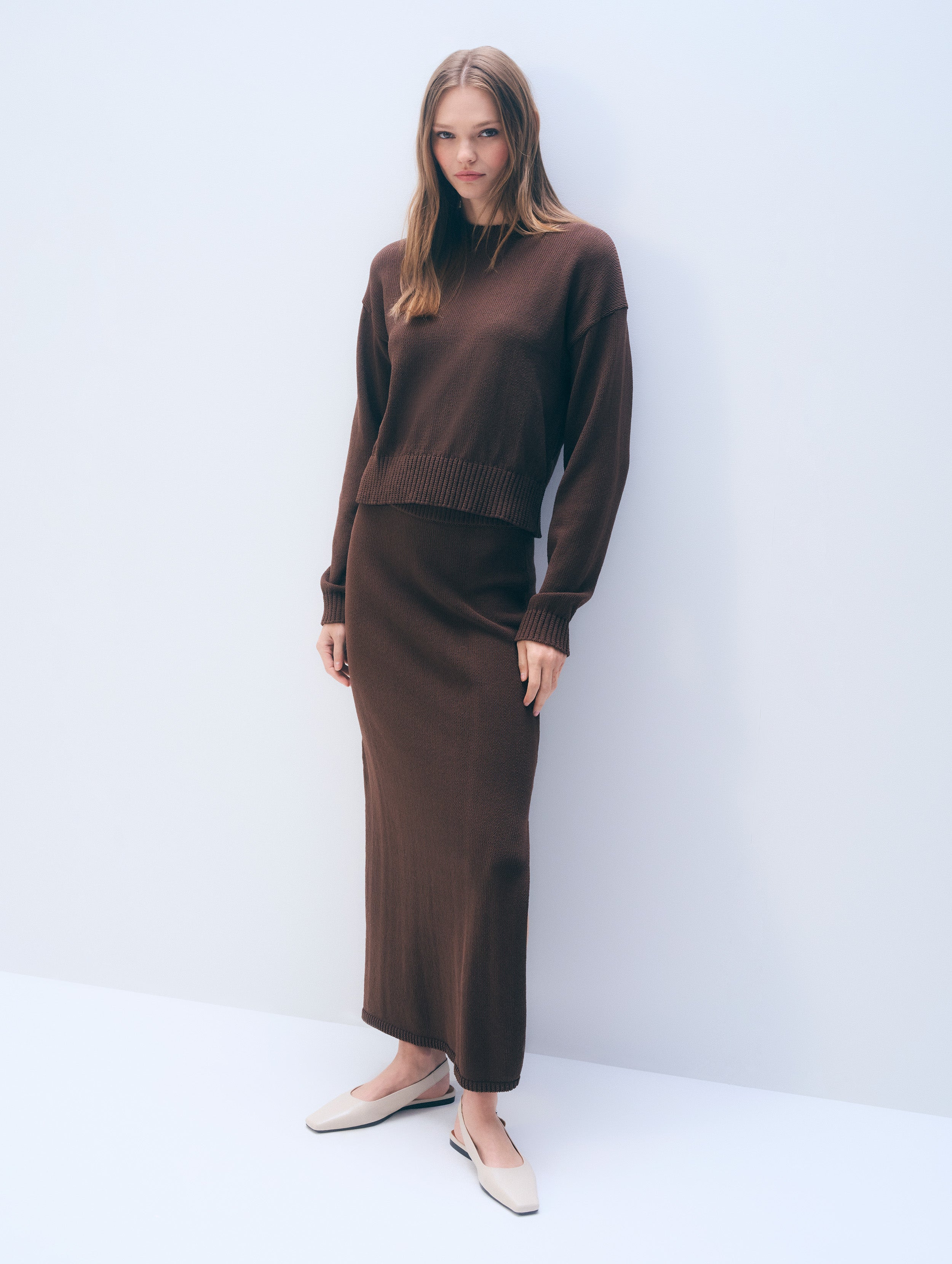 Luxe Cotton Crewneck | Dark Espresso