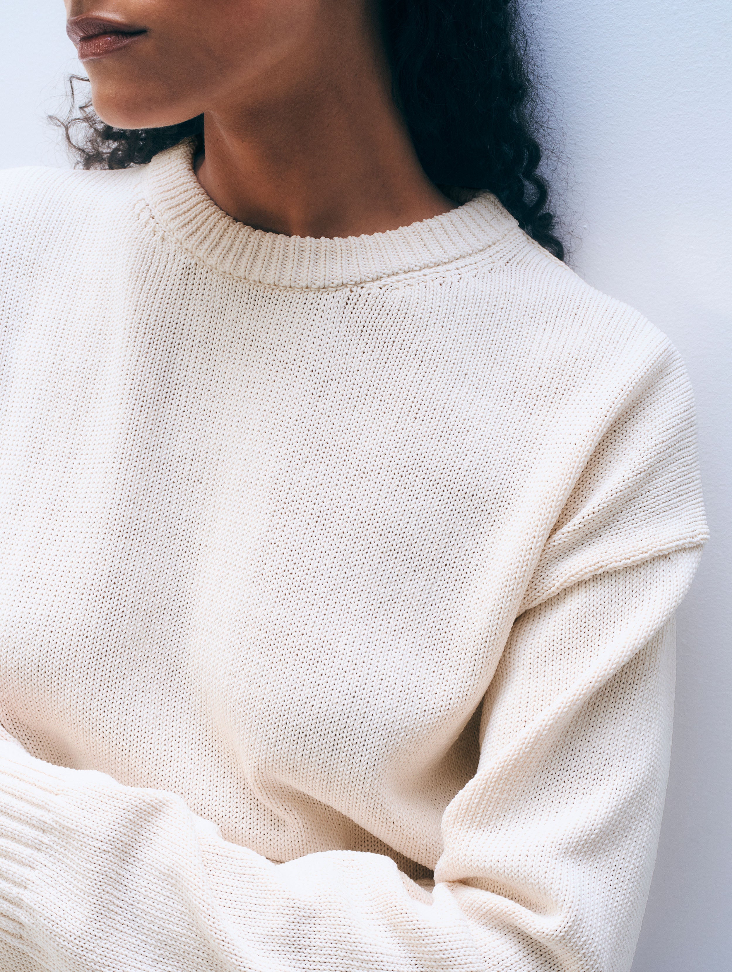 Luxe Cotton Crewneck | Ecru