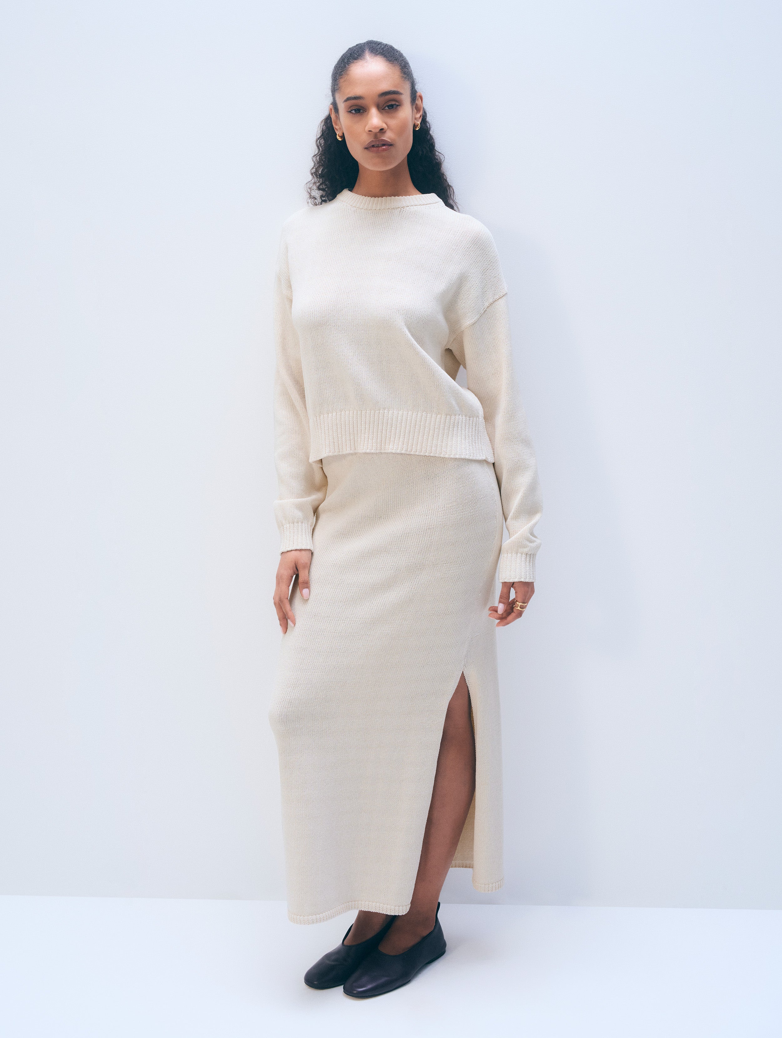Luxe Cotton Crewneck | Ecru
