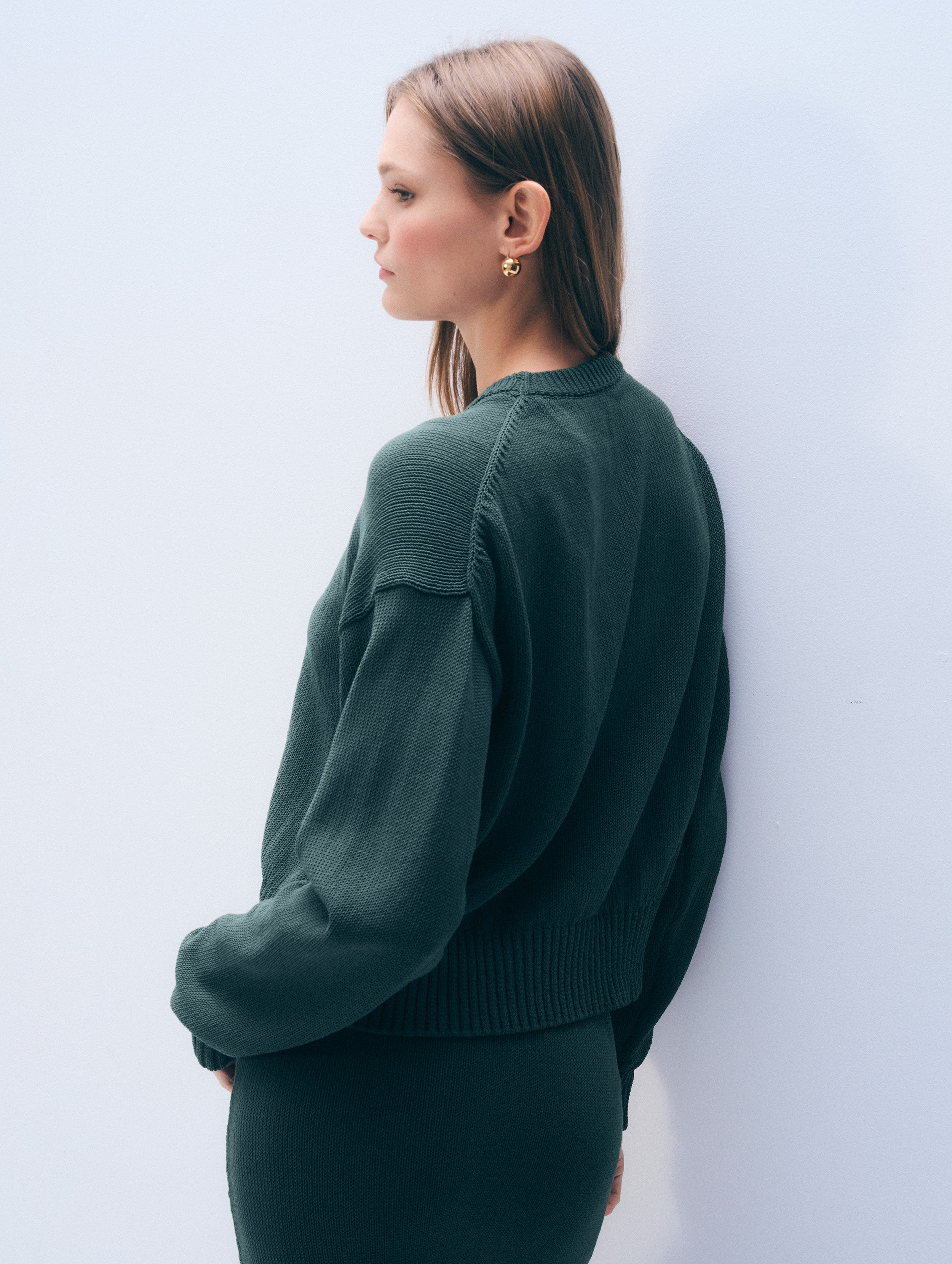 Luxe Cotton Crewneck | Midnight Green