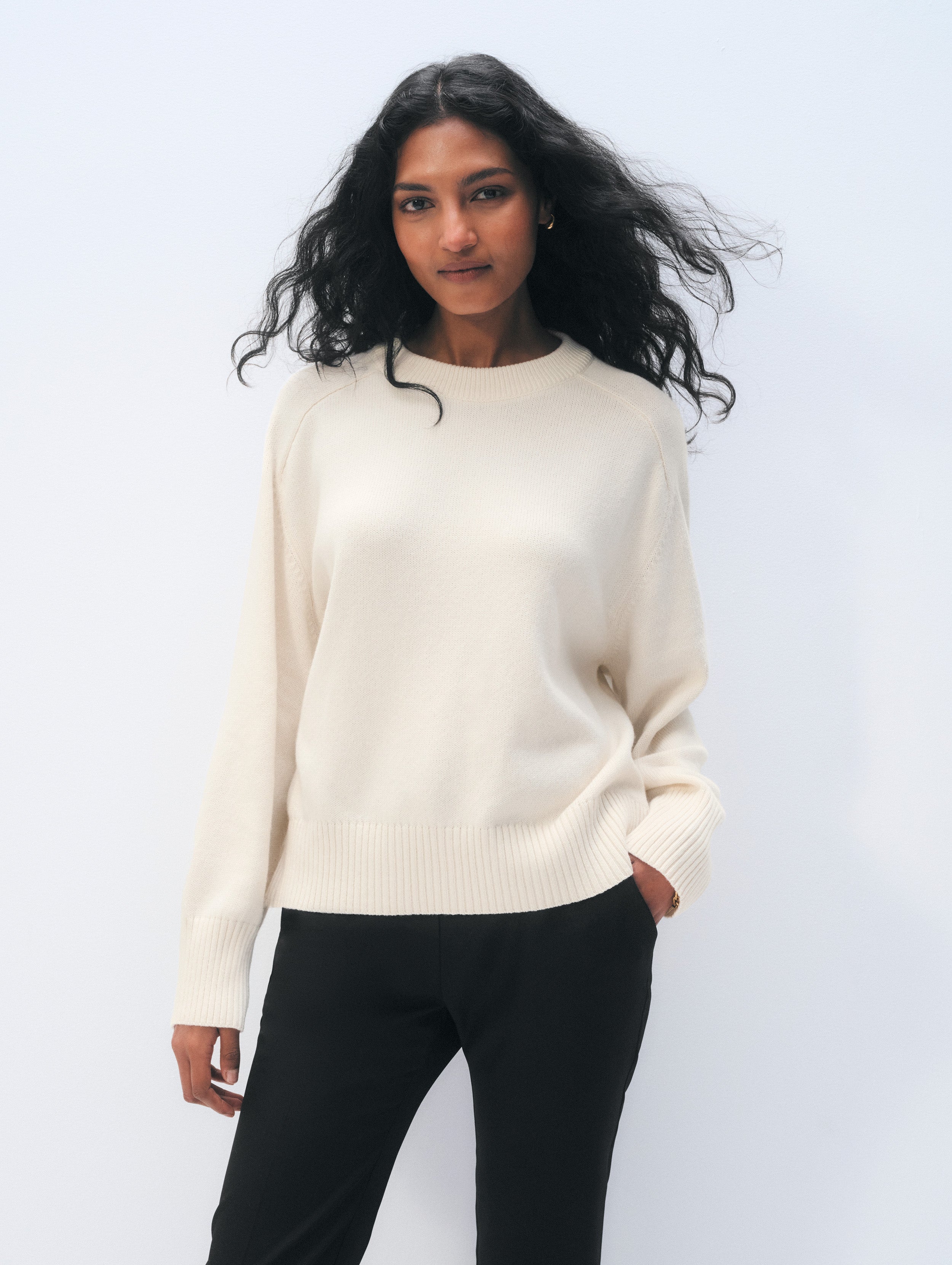 Cotton Cashmere Crewneck | Ivory