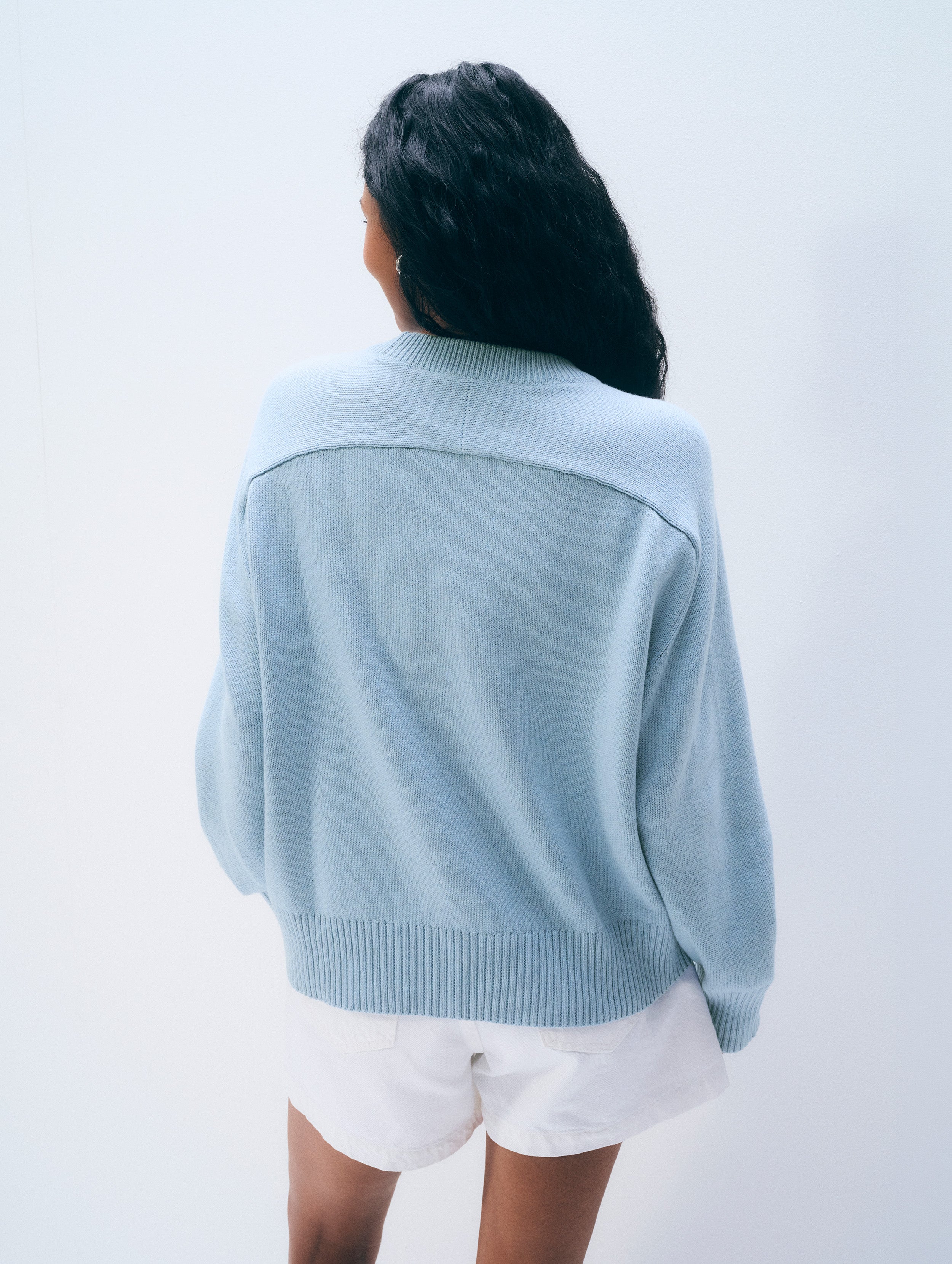 Cotton Cashmere Crewneck | Light Blue