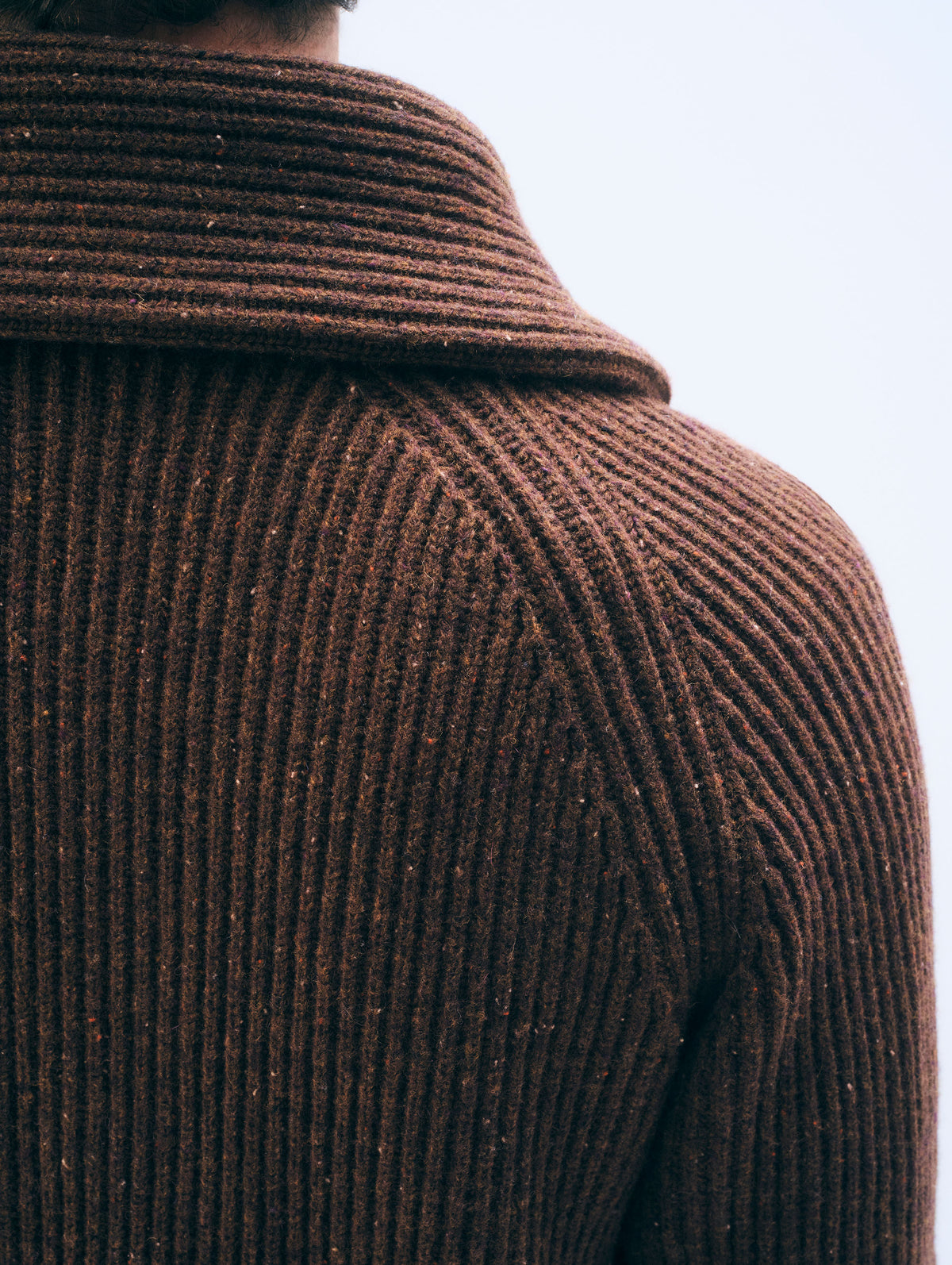 Merino Wool Donegal Shawl Cardigan | Walnut Donegal