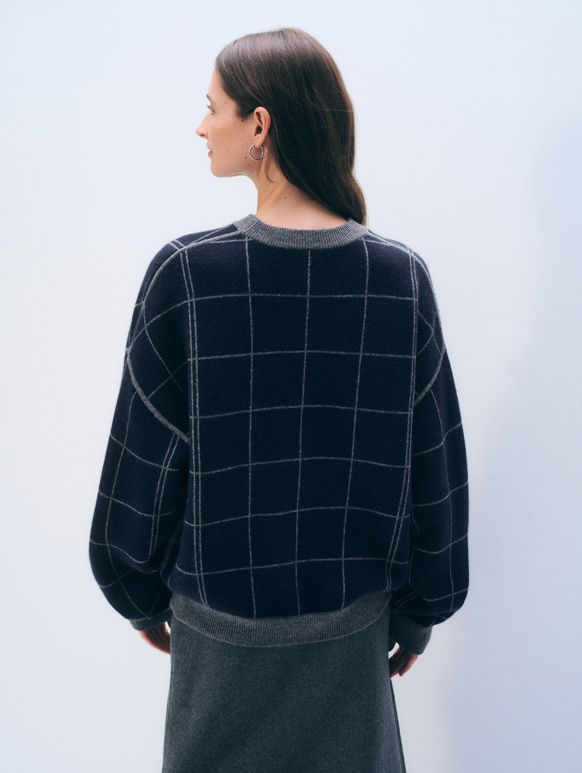 Cashmere Blend Windowpane Sweatshirt