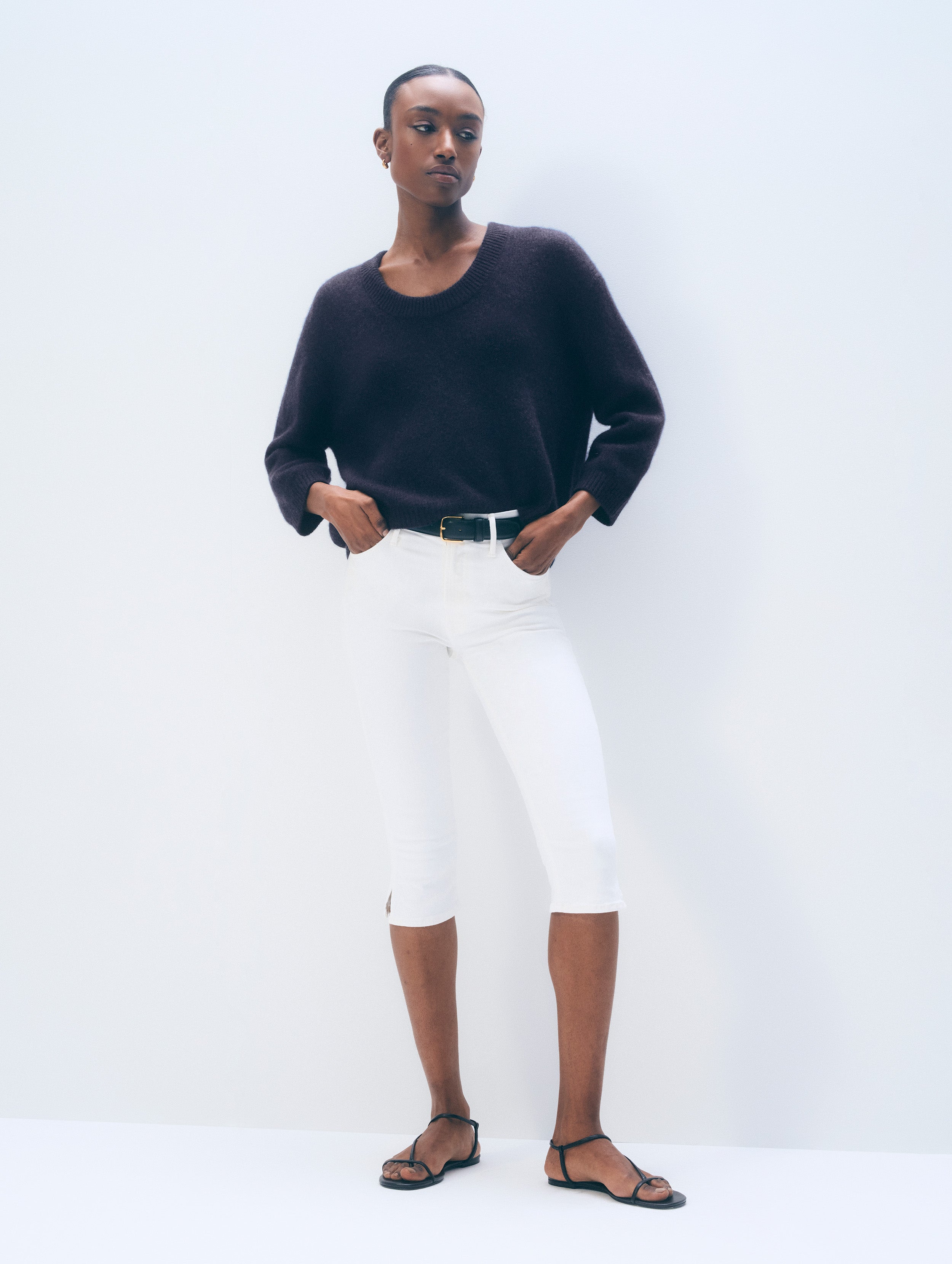 Featherweight Cashmere Scoopneck Tee | Deep Navy
