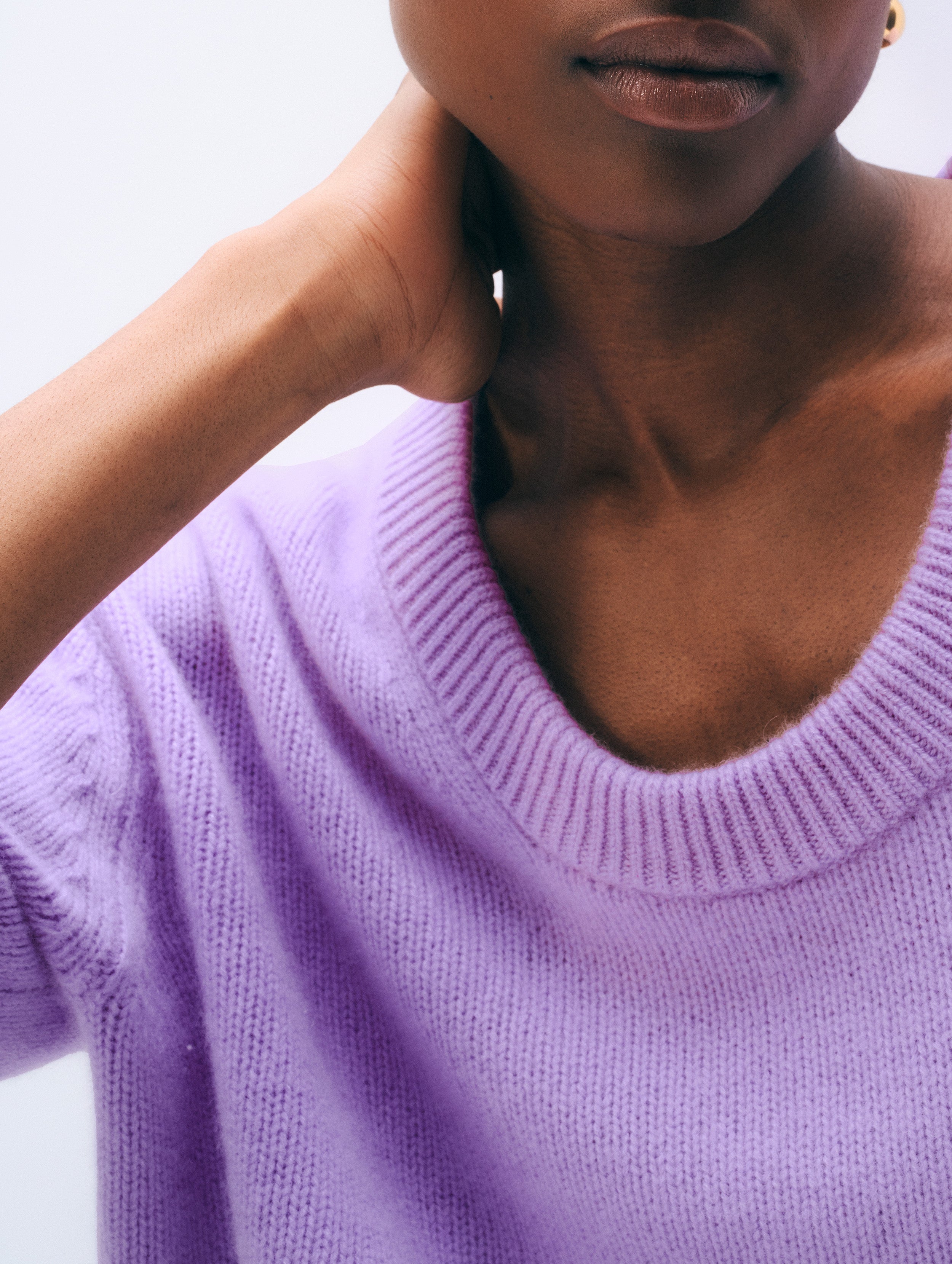 Featherweight Cashmere Scoopneck Tee | Lavendar Fog